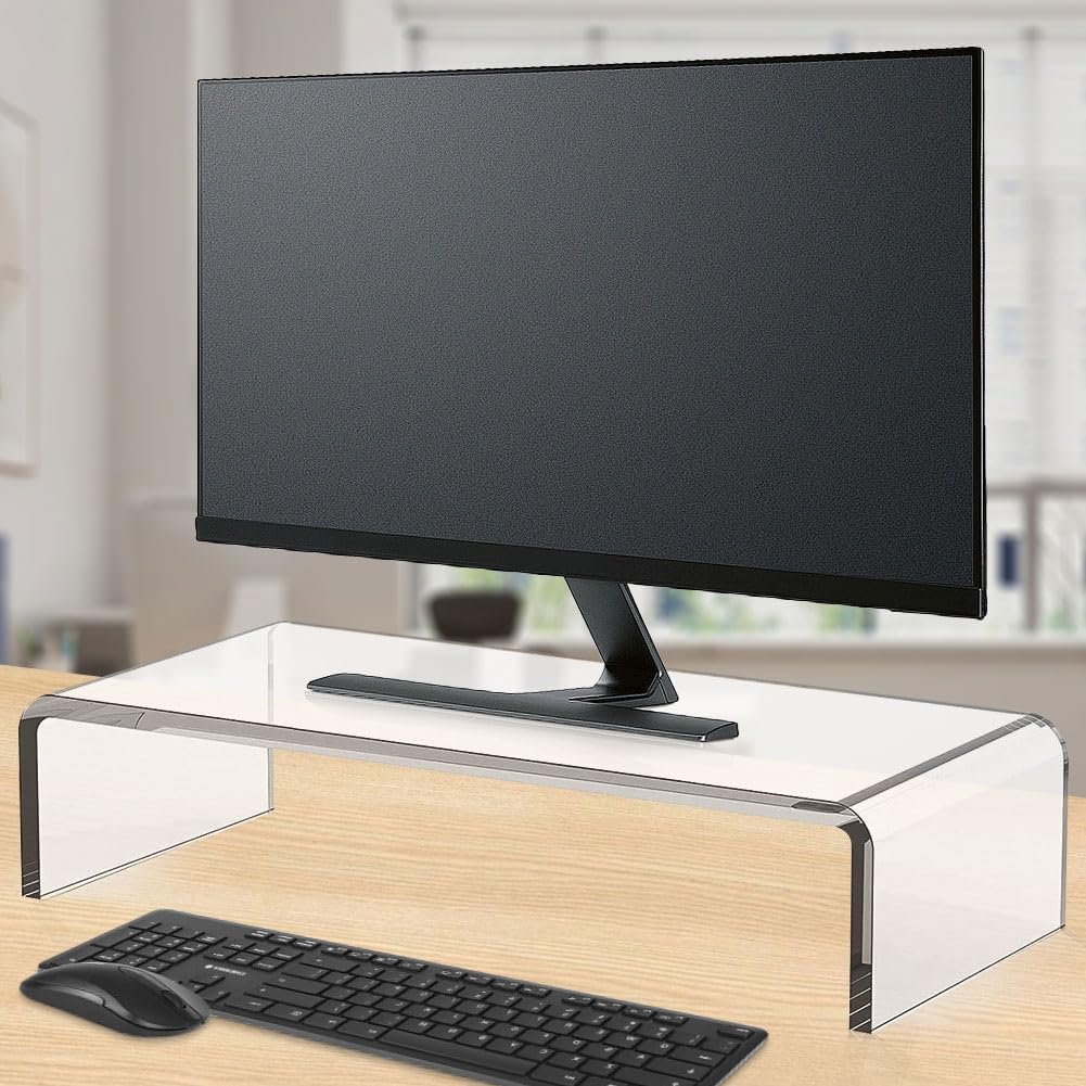 Soporte acrílico transparente para monitor, elevador de escritorio para