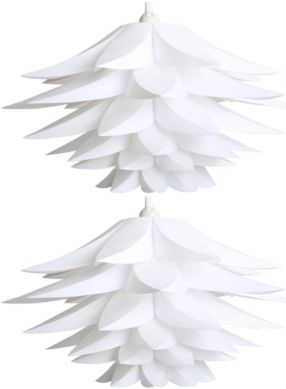 DIY IQ Jigsaw Puzzle Toy Lotus Flower Lamp Shade Ceiling Pendant for Room Decoration (White-2 Pack)