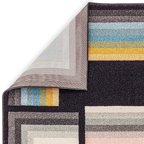 Asiatic Edits Low Pile Geometric Charcoal Multi Indoor Rug for Living room Bedroom, Conservatory, Hallway, Large Area - Image 4