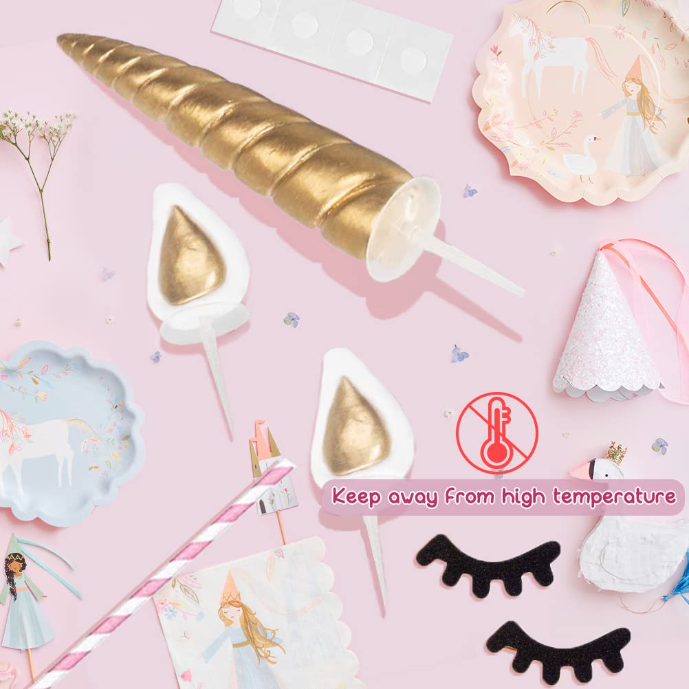 Topper Per Torta Unicorno - Corno E Orecchie Dorate Per Decorazione Compleanni - Foto 2