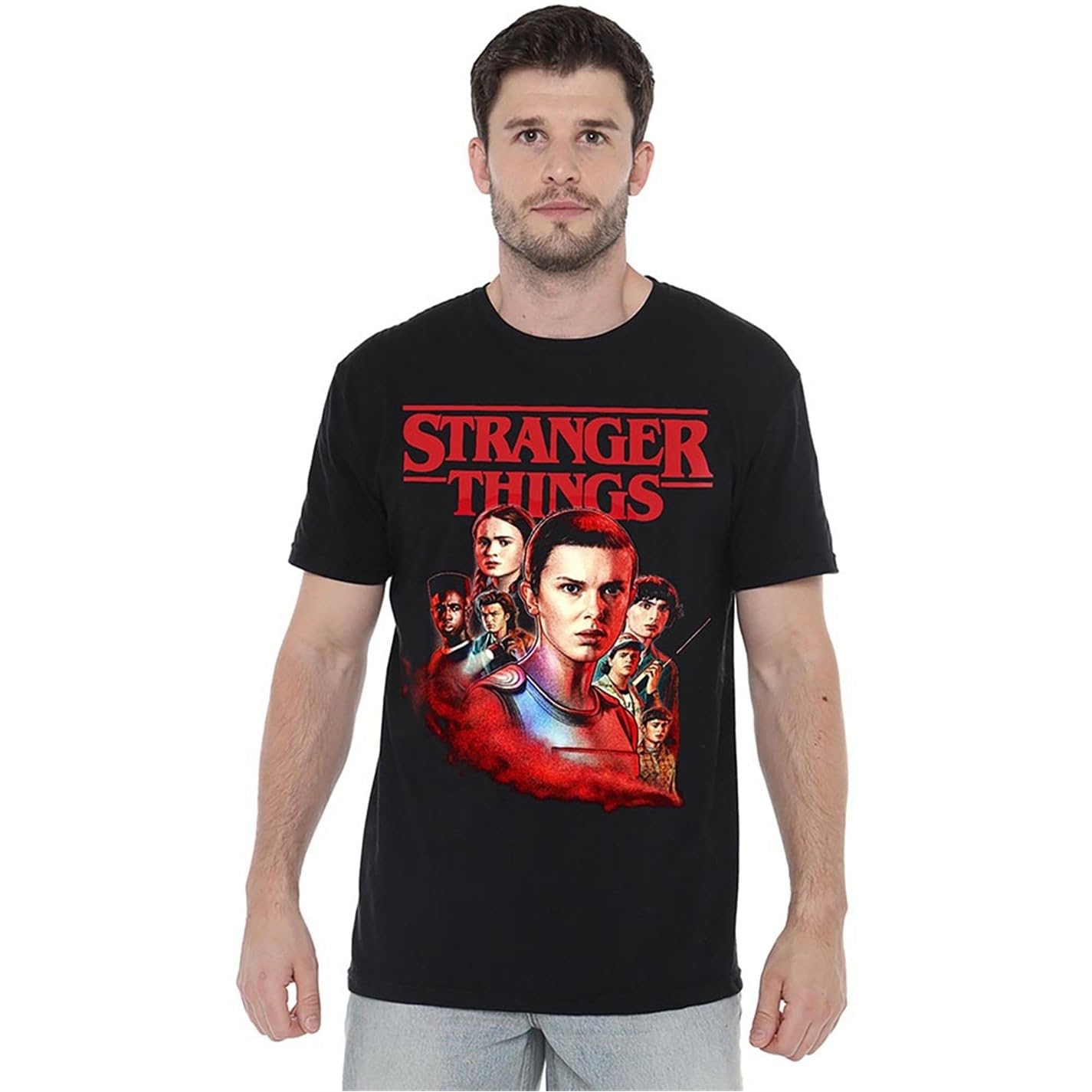 Stranger Things - Hawkins Heroes Poster Unisex T Shirt, Black, Small