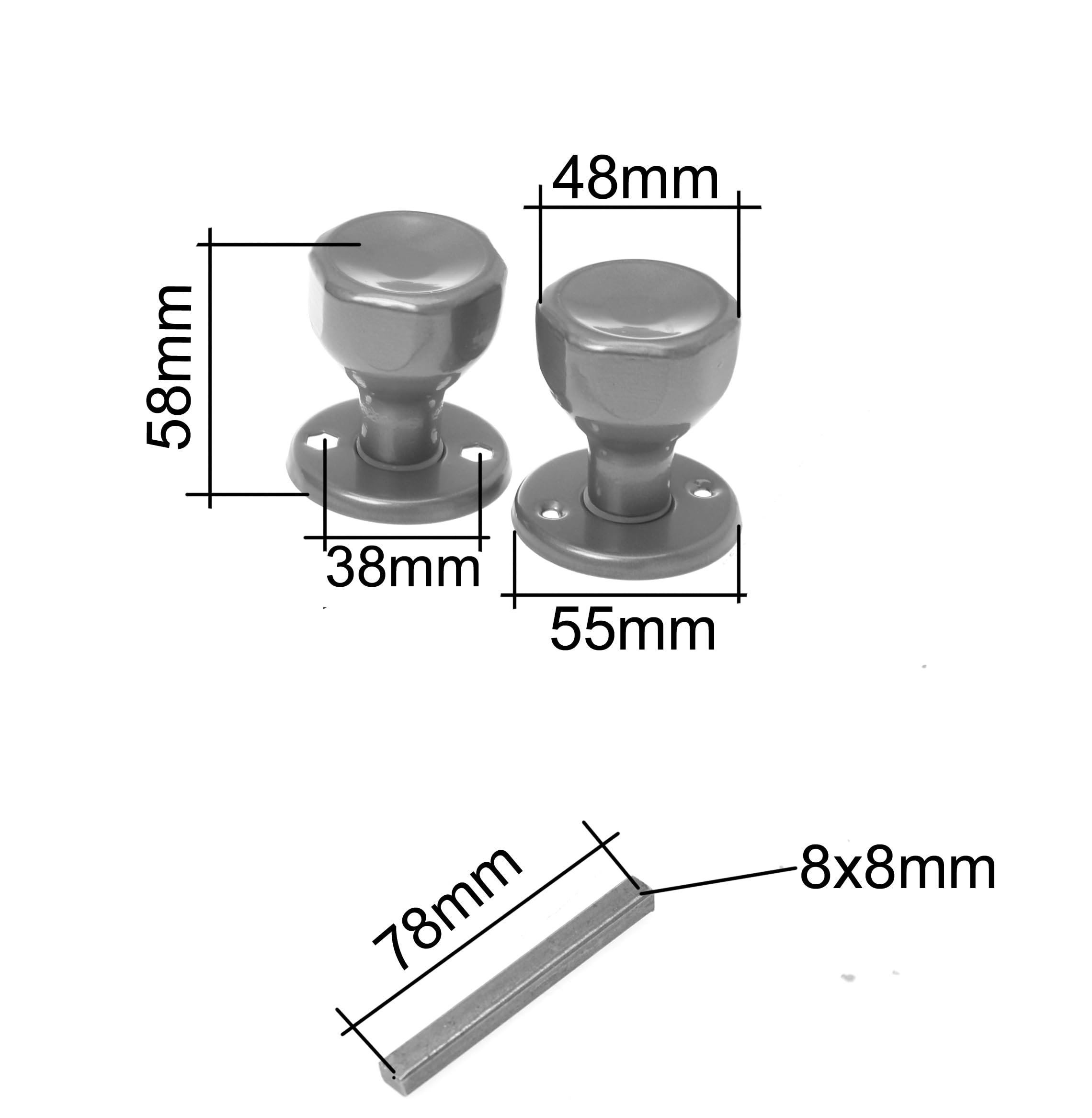 Bouton de porte rotatif avec rosace PZ | Poignée de porte | Set complet de boutons de porte avec boulons et vis (blanc)