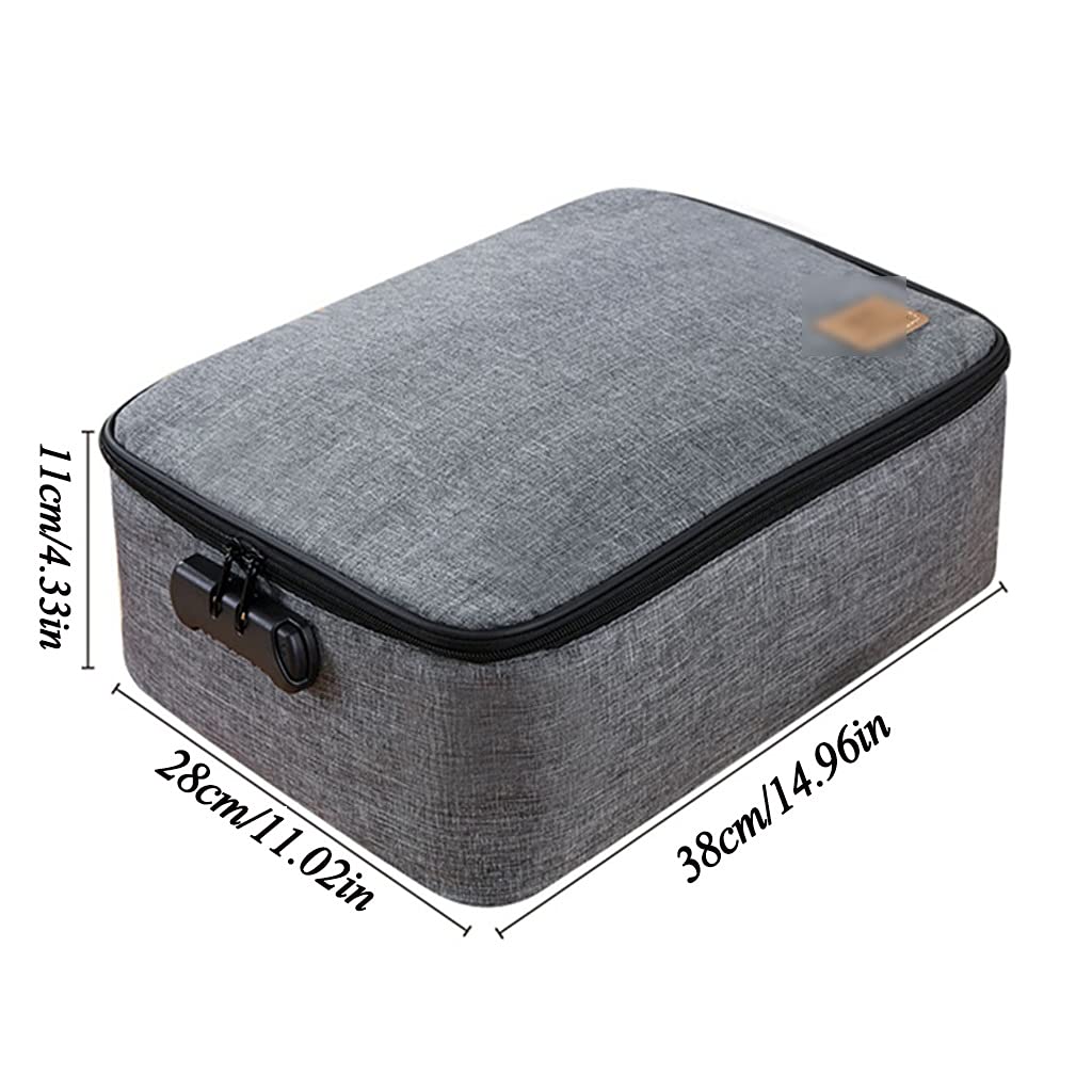 Dokumententasche a4, Aktenhalter, Organizer für wichtige Dokumente, mehrlagiger großer Stauraum und Passwortsperre, Home Office Reisesichere Tasche für wichtige Akten, Reisepass ( Color : Light gray )
