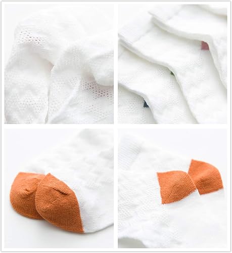 Miniatura 6 de Calcetines unisex para bebé, niñas y niños, de verano, para bebés, con ojales, de algodón suave, malla fina, 5 pares, 0-12T