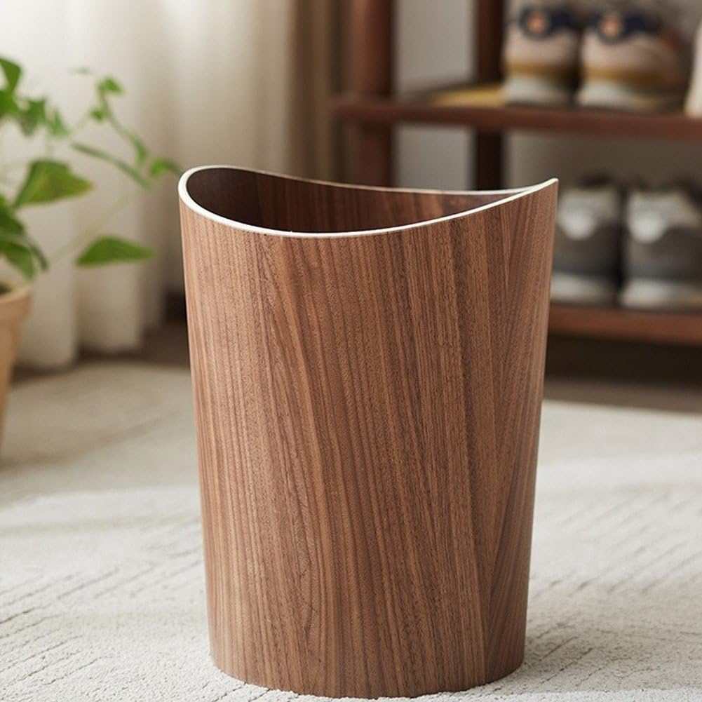 Bidone della Spazzatura in Legno Senza Coperchio 9 Litri Barile di Carta Straccia in Legno Massello Bidone della Spazzatura Vintage Cestino Rotondo Adatto per Bagno Cucina Soggiorno
