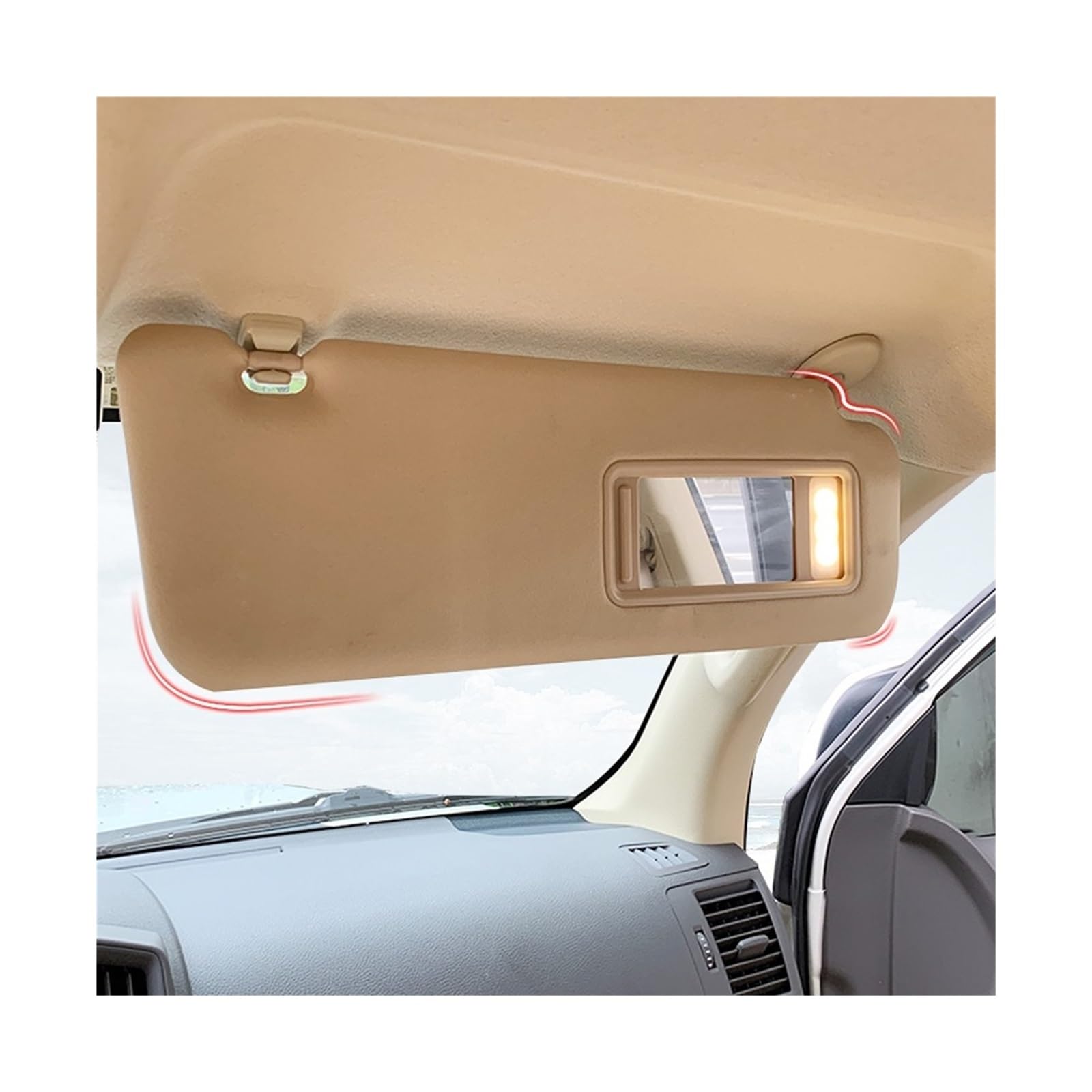 Kompatibel Für Toyota Land Cruiser 2010 150 Modifizierte Sonnenblende Windschutzscheibe Wichtigsten Co-Pilot Kosmetik Spiegel LED Licht Original Zubehör(Style 6)