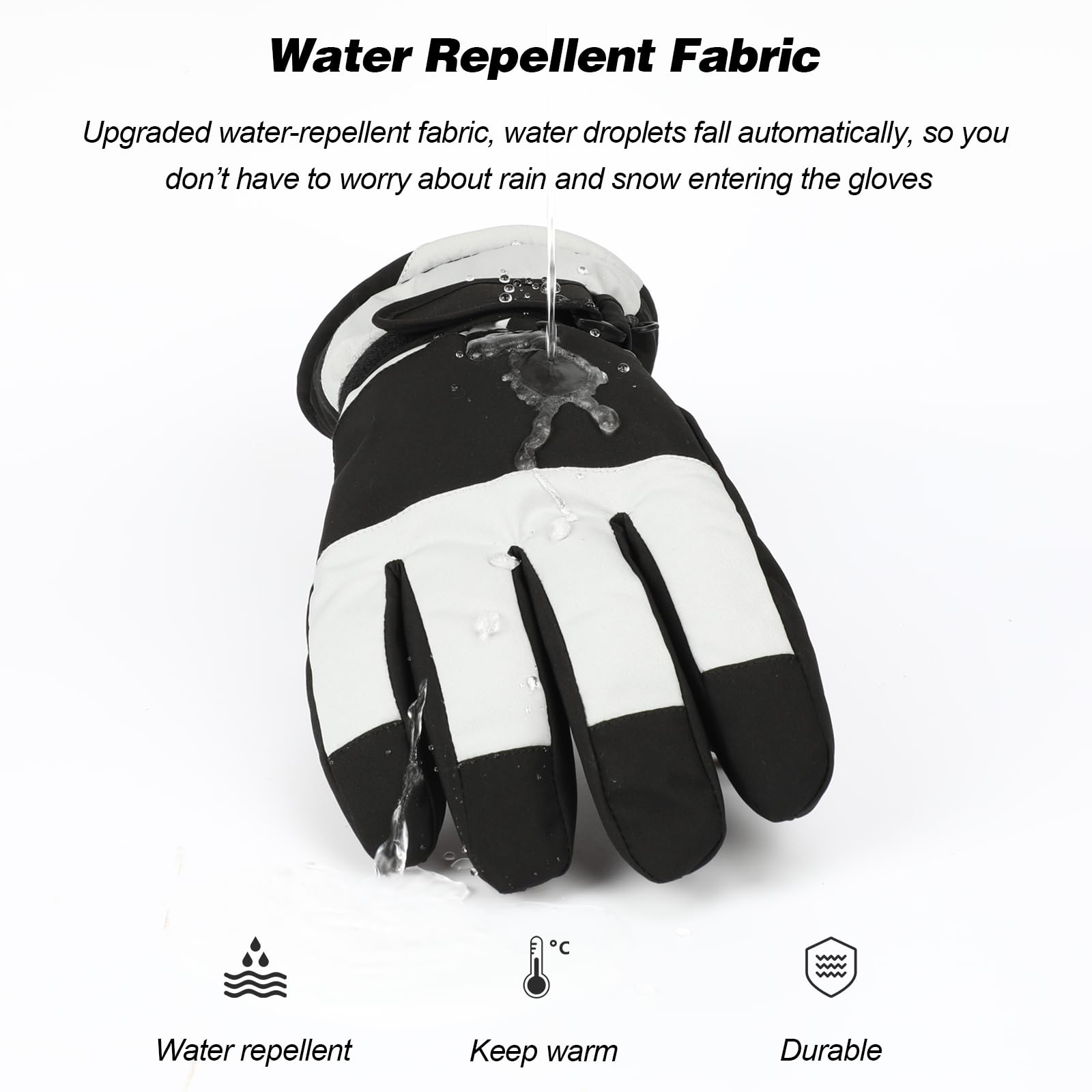 JUPSK Gants De Ski Enfant Imperméables - Moufles D'Hiver Tactiles Pour Garçons Et Filles 6-12 Ans, Chaudes Et Antidérapantes