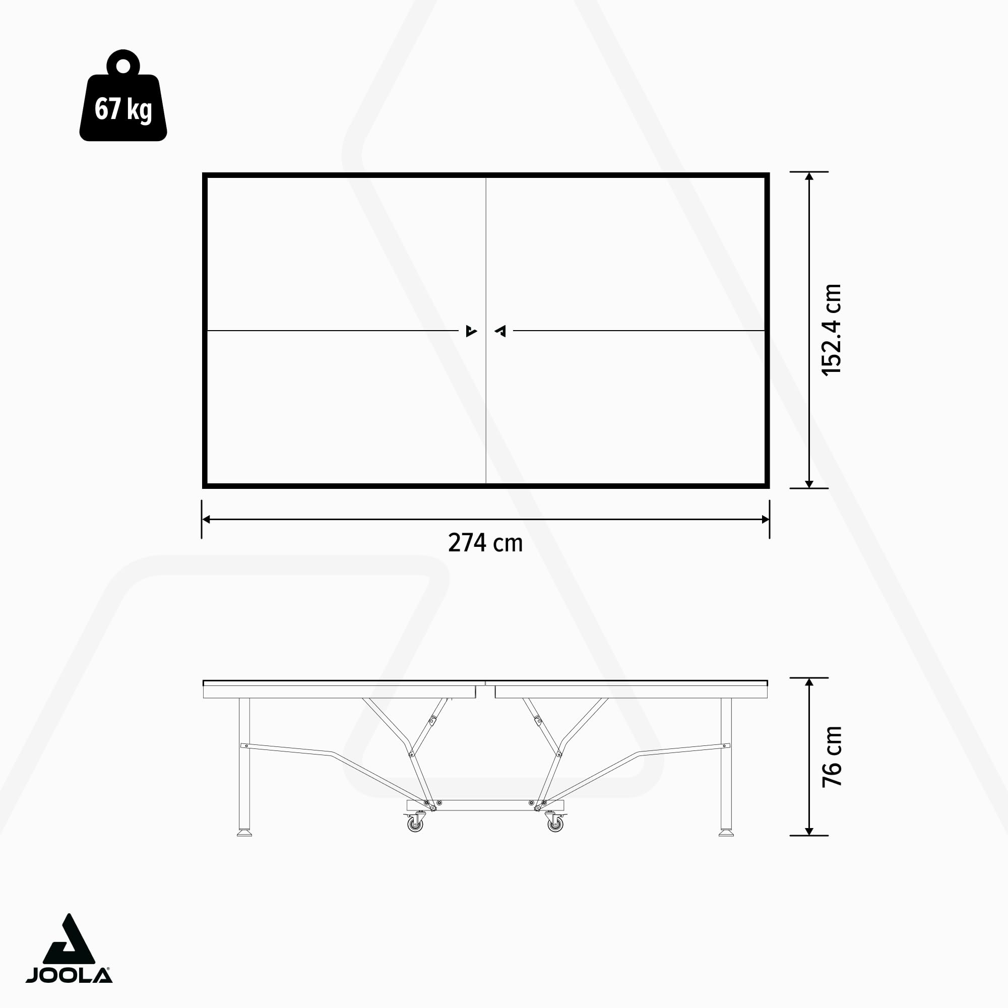 JOOLA Tischtennisplatte Black Outdoor, Wetterfest, Mobile & Klappbarer Tischtennistisch | 6mm Aluminium Plattenstärke | Inklusive Netz, schwarz, 274 x 152,5 x 76 cm