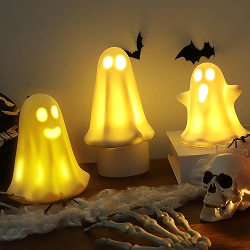 3 Pc Ceramic Light Up Ghost Set
