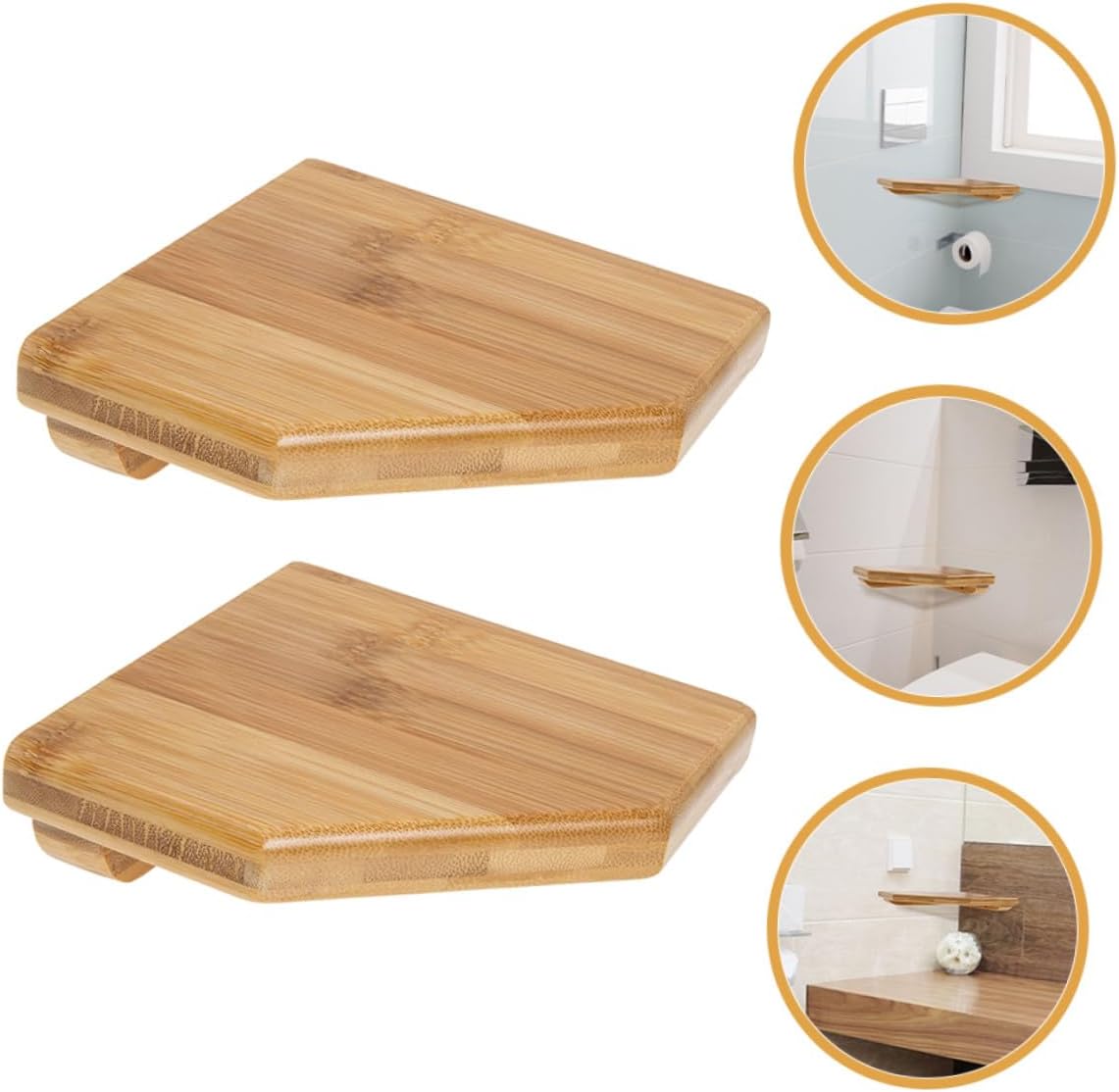 2pcs Rustic Floating Corner Shelves Wall Mounted Storage Rack for Bathroom Kitchen Bedroom Living Space-Saving Minimalist Design and Easy to Clean
