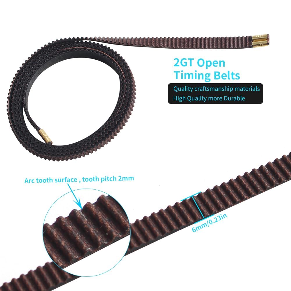 Accessoires pour imprimante 3D Elego Neptune4 Max - Courroie X Y de rechange : courroie de distribution synchrone antidérapante 2GT x 1132 mm axe Y 1122 mm largeur 6 mm boucle en cuivre pressé
