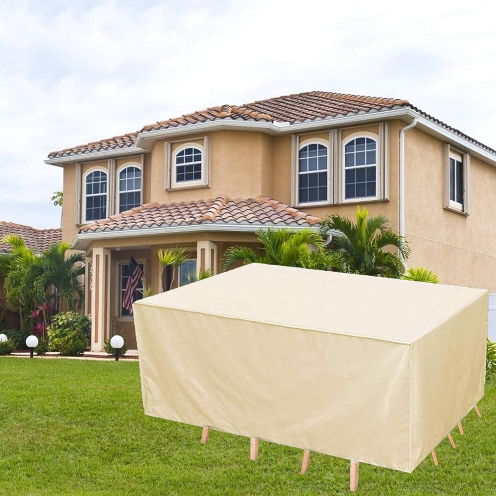 Housse Salon De Jardin,Imperméable, Coupe-Vent, Anti-UV, Résistante Déchirures 420D Oxford ​Rectangulaire Meuble Housse Salon Housse De Protection,Argent,130x90x95cm(51.2x35.4x37.4in