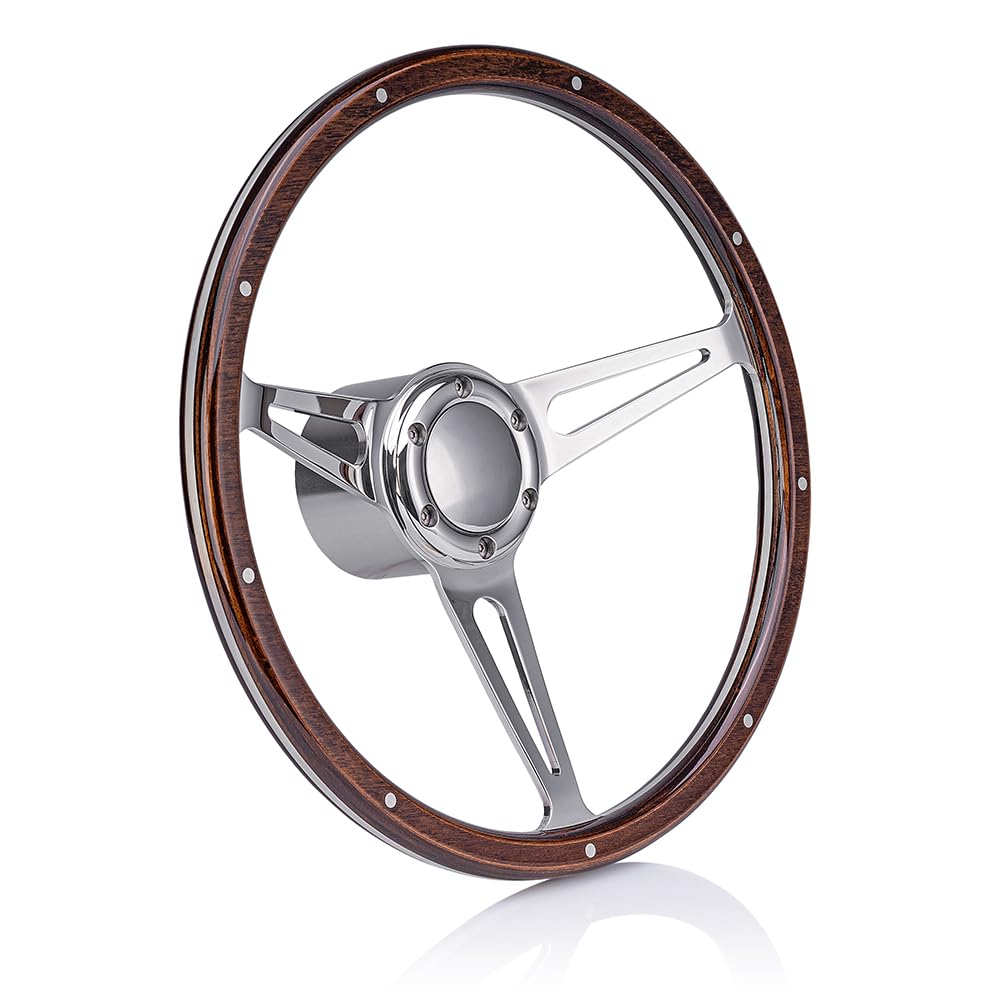 PREMIUM MILLE 5052 Bootslenkrad Holz in Mahagoni Optik inkl. Adapter passend für alle Boote mit Teleflex Ultraflex Lenkungen Steuerrad Bootssteuer