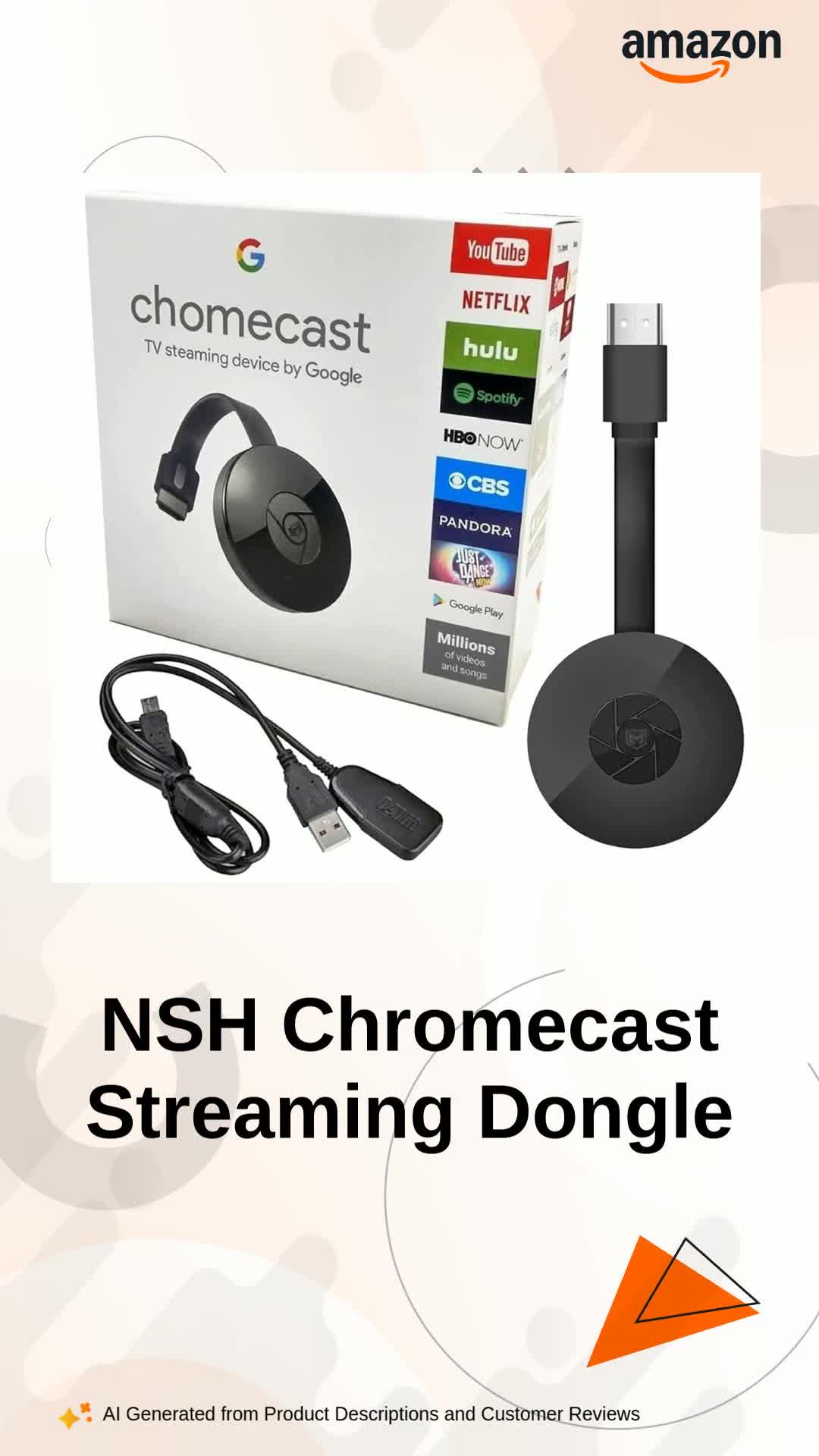 NSH Cromecast Wireless Screen Mirroring & Streaming Dongle for