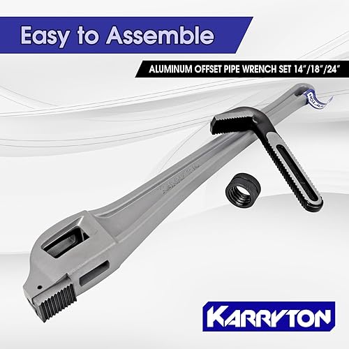 Miniatura 7 de Juego de llaves de tubo de aluminio desplazadas, capacidad de mandíbula ajustable, llave de plomería con mango de alumbre de alta resistencia con