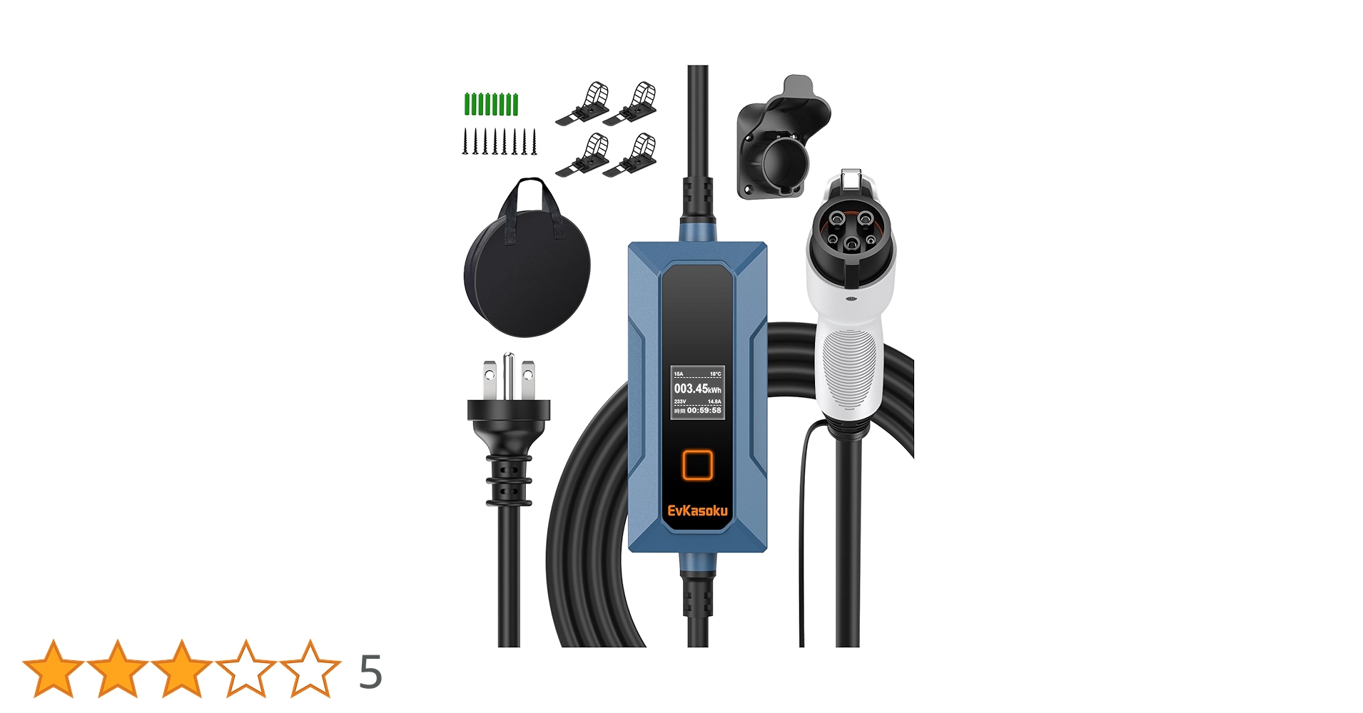 EvKasoku EV充電器 充電ケーブル、100-125V 電気自動車 Amazon.co.jp: EvKasoku EV充電器 電気自動車 充電ケーブル、100