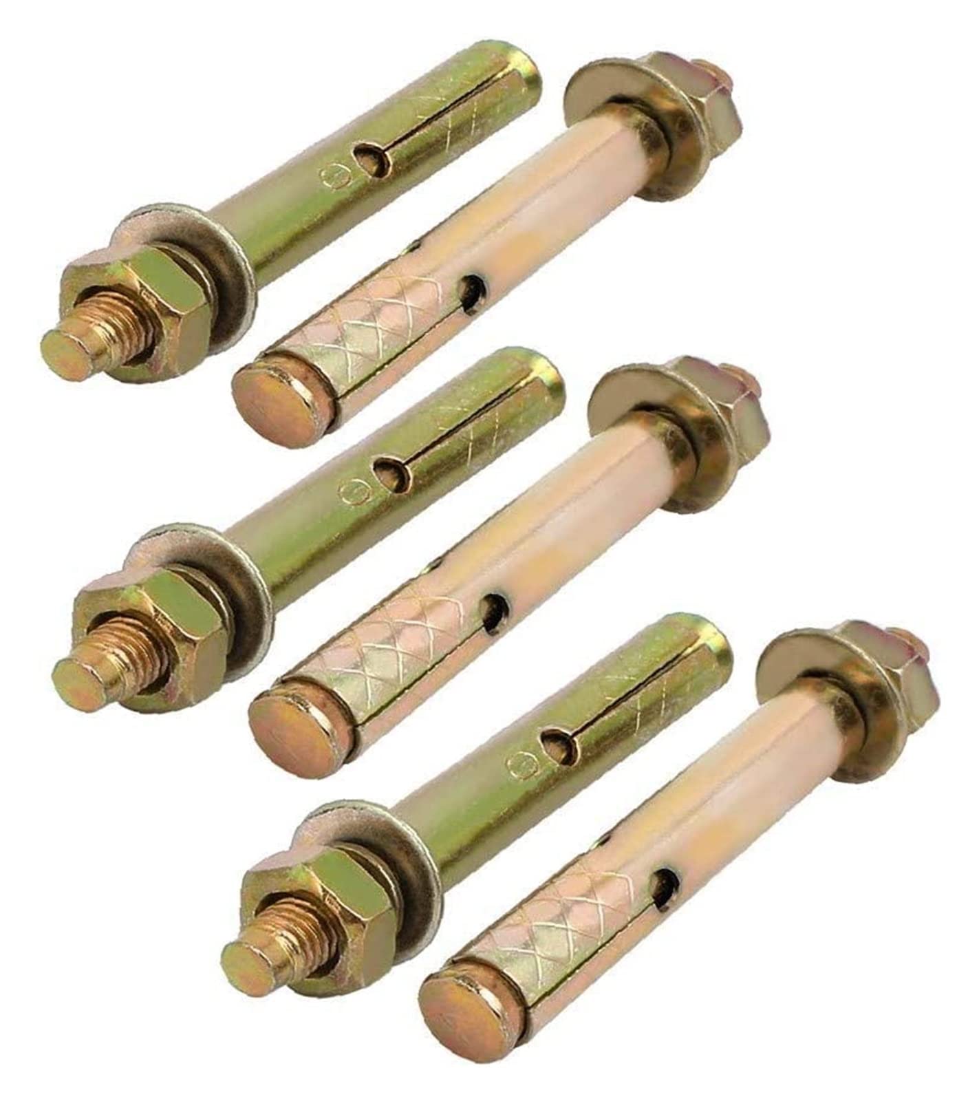 Bulloni di ancoraggio, bulloni di ancoraggio con manicotto ad espansione in acciaio inossidabile, bullone di espansione con manicotto zincato M8x80mm tono bronzo 6 pezzi (Colore: Colori multipli, Dime