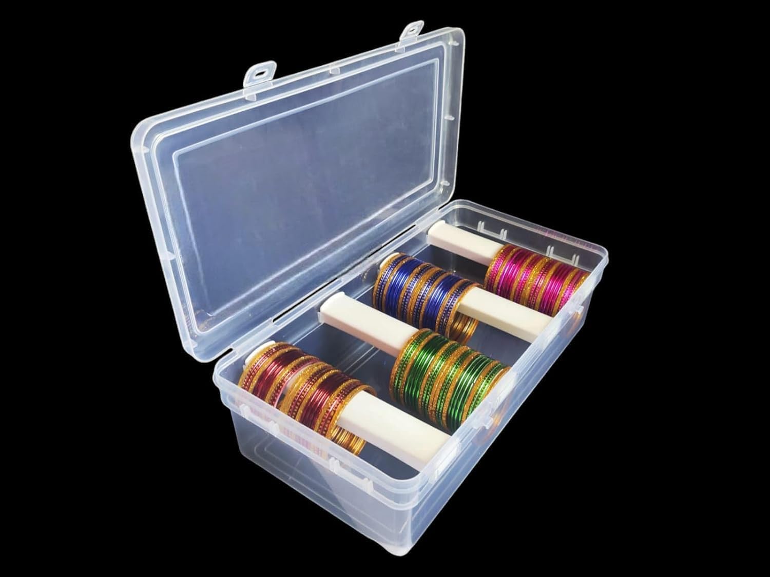 VILOMP Under Bed Storage Container with Clear Lid, 4 Carrying Handles, Plastic Organiser Box, 31 cm x 15 cm x 9cm
