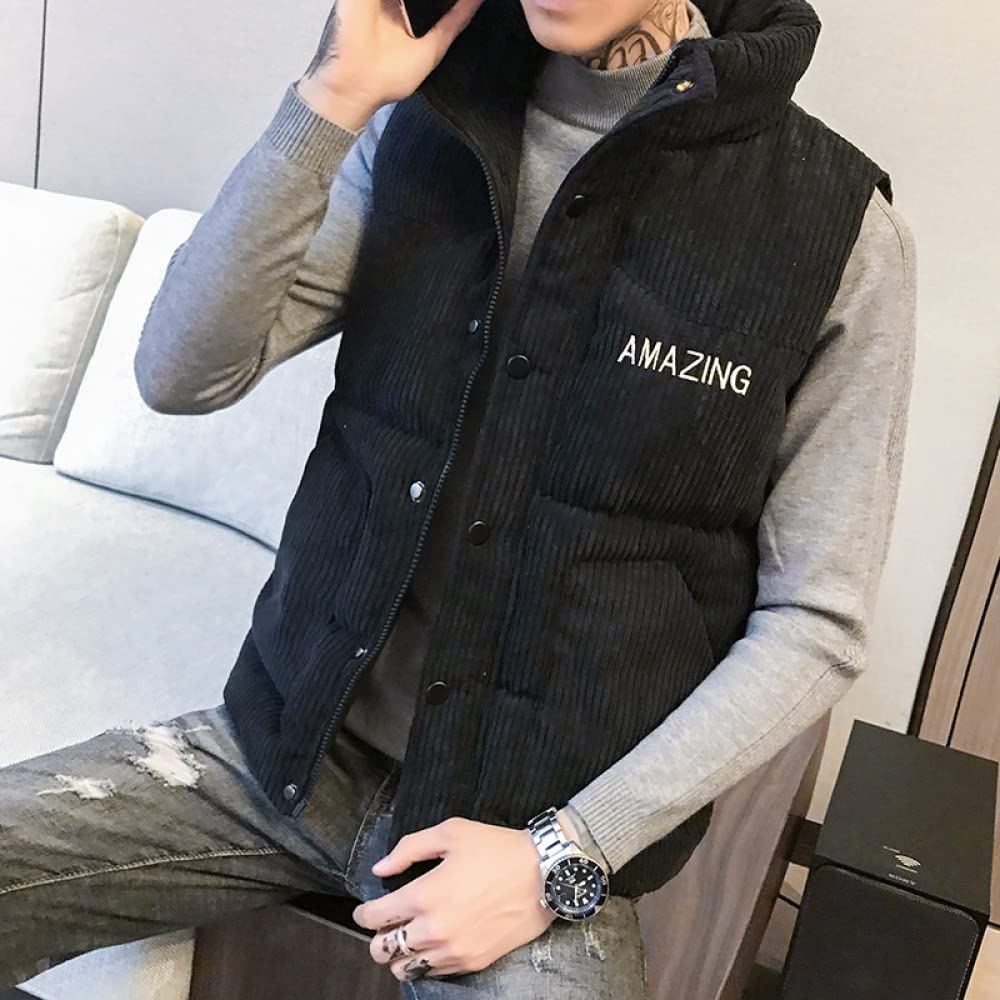 Daunenweste Herren - Lässige Ärmellose Weste Für Herren, Einfarbige Weste Mit Stehkragen, Schwarze Jacke, Winddichte, Warme Winterweste In Übergröße Für Herren, Studenten, Jungen, Top-Bekleidung
