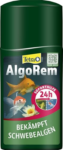 Tetra Pond AlgoRem - 24-Stunden-Soforthilfe gegen grünes Wasser im Gartenteich, bekämpft Schwebealgen, 250 ml