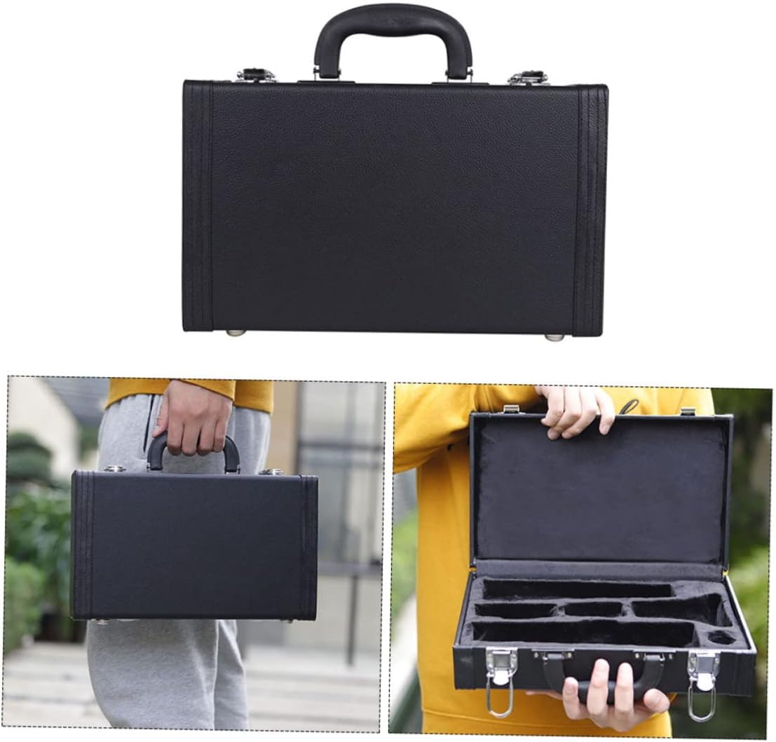 Hard Black Clarinet Box Shockproof Musical Instrument Storage Case with Padded Lining for Clarinet Protection and Moisture Resistance