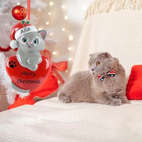 Miniatura 4 de Adorno de gato gris, adorno de gato personalizado, adorno de árbol de Navidad para gato, adorno de primera Navidad de gatito, regalos de recuerdo de