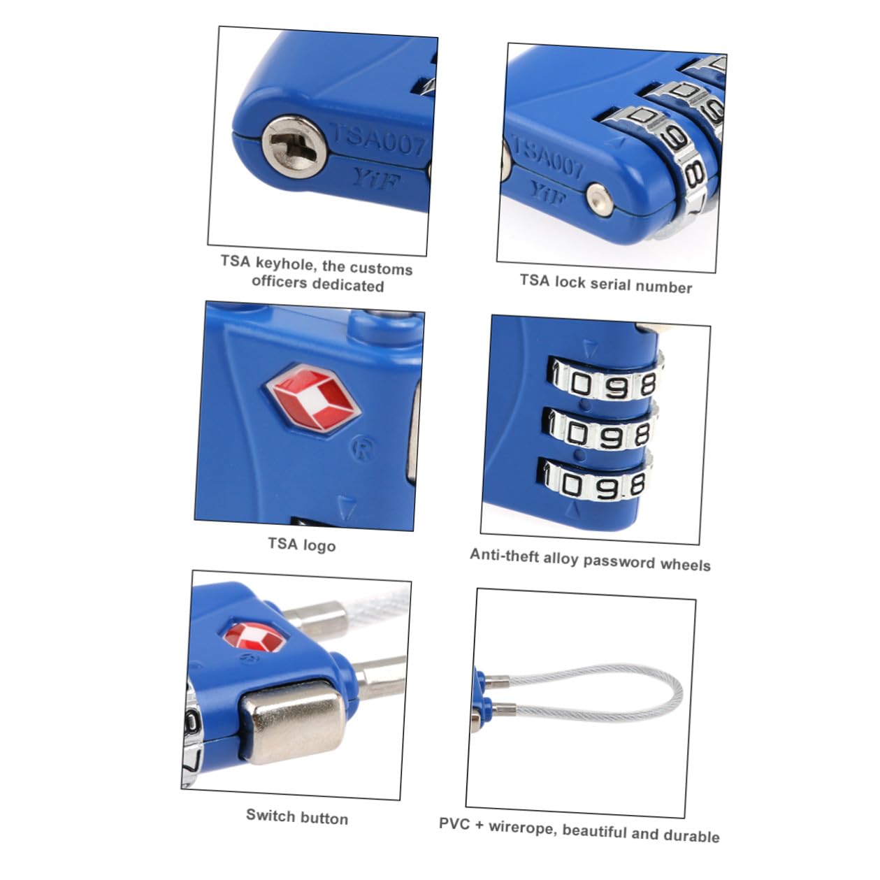 Gatuida 2 piezas Candado Tsa Aprobado Dígitos para Equipaje Colores Negro y Azul Combinación Personalizable Cuerpo Aleación Zinc Resistente Seguridad para Maletas Mochilas y Taquillas