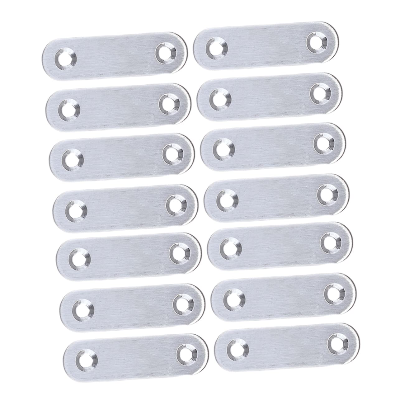 HOMOCONO 20pcs Stainless Steel Angle Iron Braces Straight Brackets Handrail Brackets Steel Corner Connector Perforated Steel Flat Bar Connector Bracket Steel Brackets Right Angle Silver