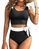 Two Piece High Waisted Swimsuits - Women Tummy Control Bikini Modest Bathing Suit 2PC 2025