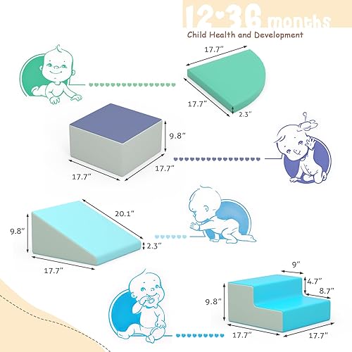 Miniatura 7 de Bloques de escalada de espuma para niños pequeños, 4 bloques de escalada para niños pequeños de 1 a 3 años, escalada suave para niños pequeños,