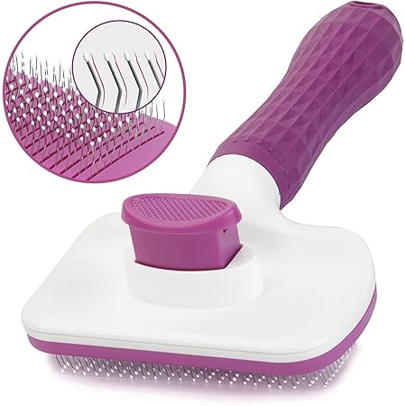 Self Cleaning Slicker Brush for Dogs and Cats,Pet Grooming Tool,Removes Undercoat,Shedding Mats and Tangled Hair ,Dander,Dirt, Massages particle,Improves Circulation