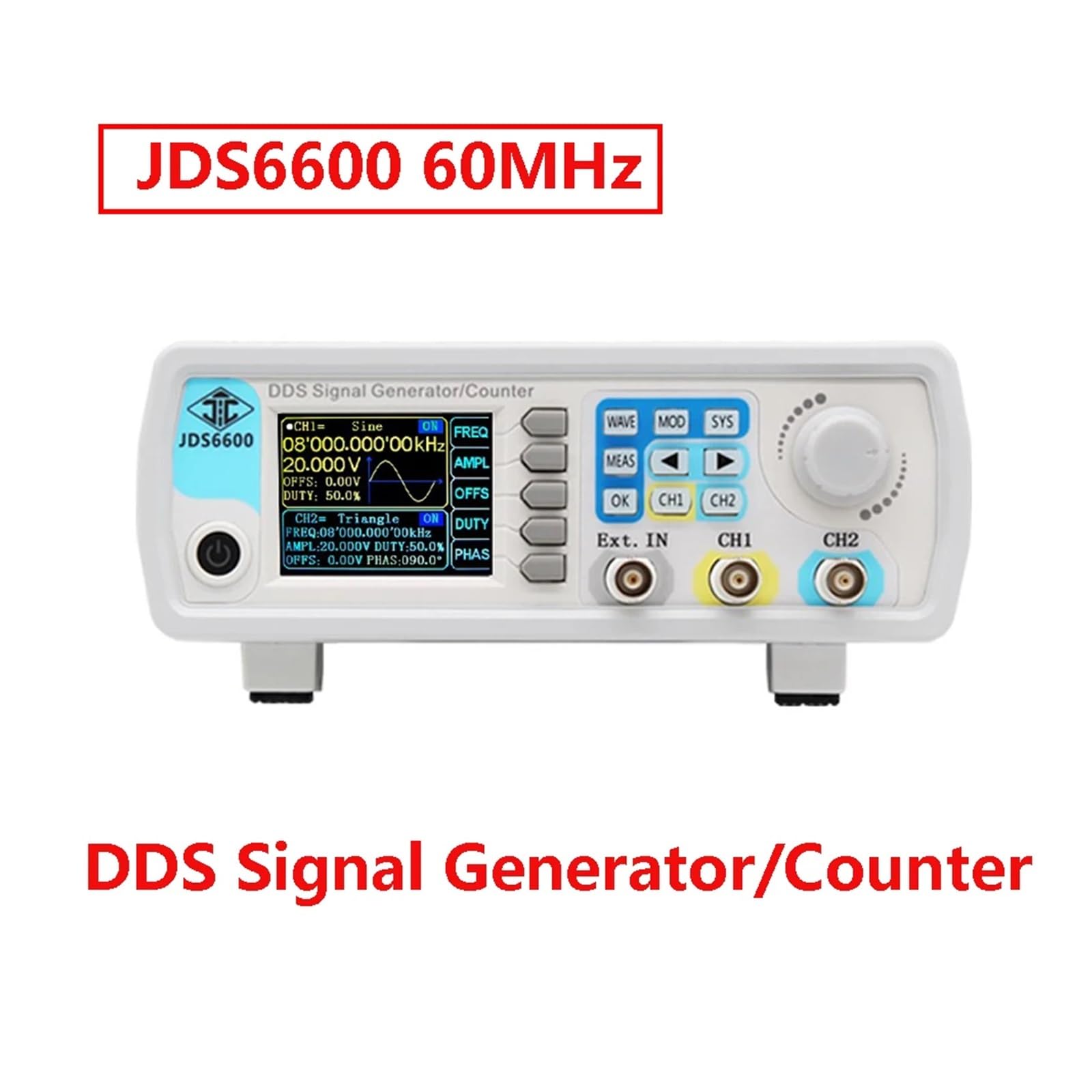 Generador de señales DDS doble canal JDS6600 15/30/40/50/60 M, medidor frecuencia y función contador, generador pulsos forma onda arbitraria(60MHz)