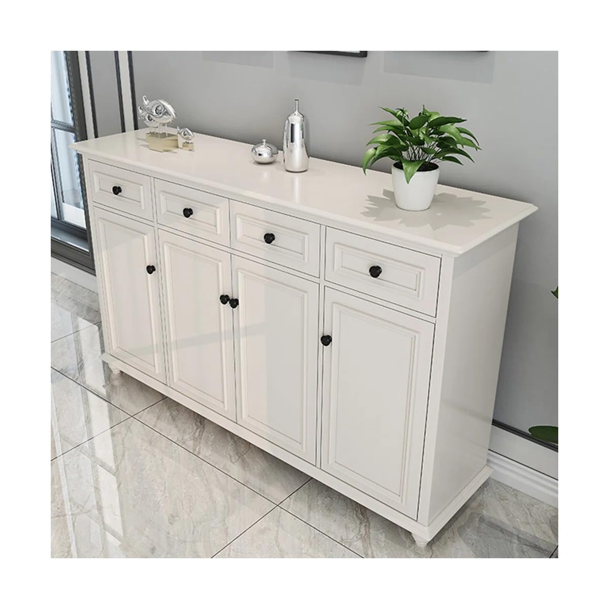 Farmhouse Sideboard Buffet Cabinet with 4 Drawers & 4 Doors, Large White Storage Cabinet for Kitchen, Dining Room, Living Room & Entryway-image-26