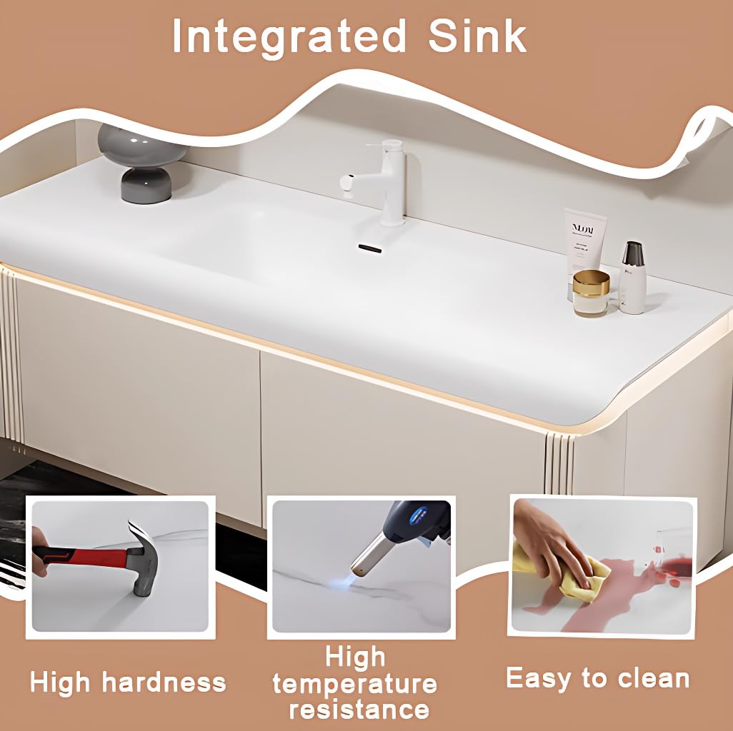 ●TINA Amazon.com: TIZAZO 56IN Bathroom Vanity with Sink - Modern