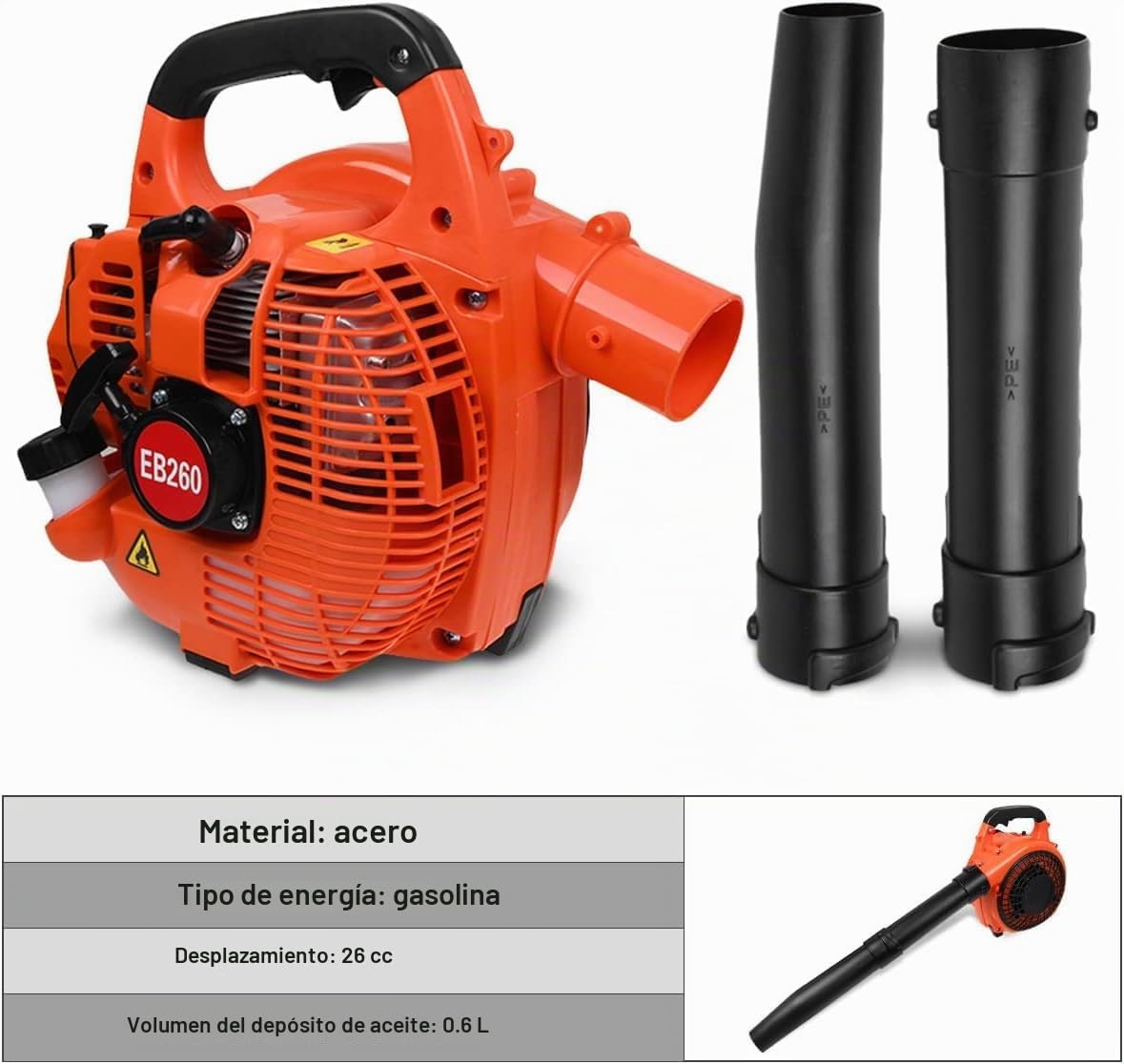 Soplador de jardín inalámbrico de gasolina de 26 cc, soplador de hojas de mano | Hojas sopladas, virutas de madera, polvo, nieve, desechos de jardín