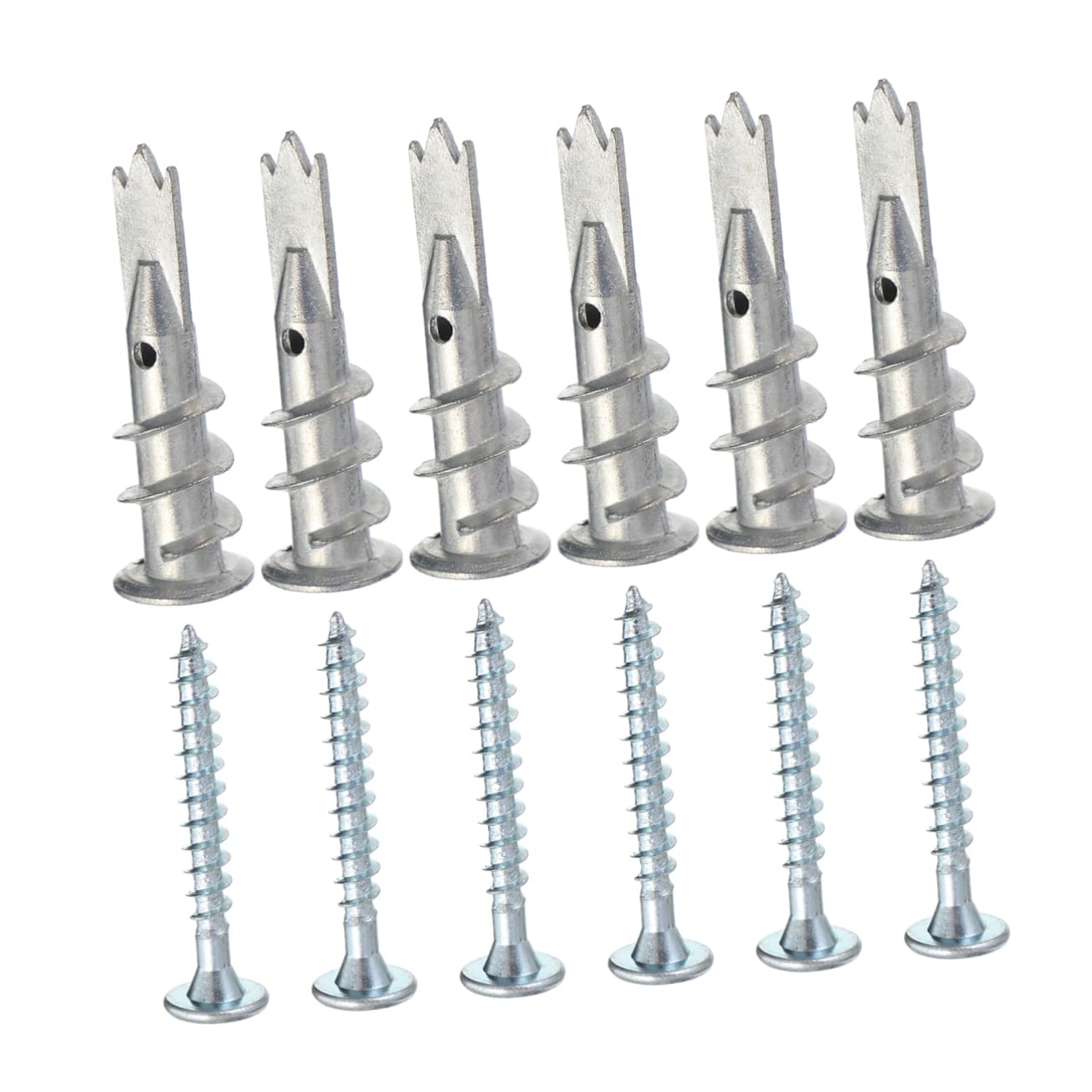 Anclajes de Pared Autoperforantes de Zinc Plata, 200 Piezas