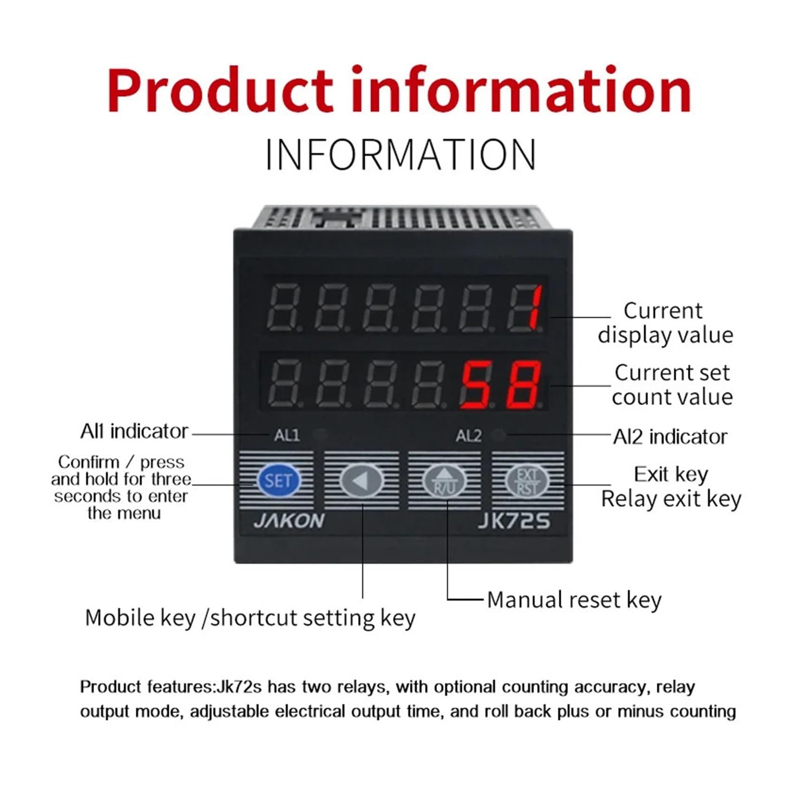 Digital Counter Counter with Installation Box, Packaging Bag Counting, Intelligent 6-Digit Display
