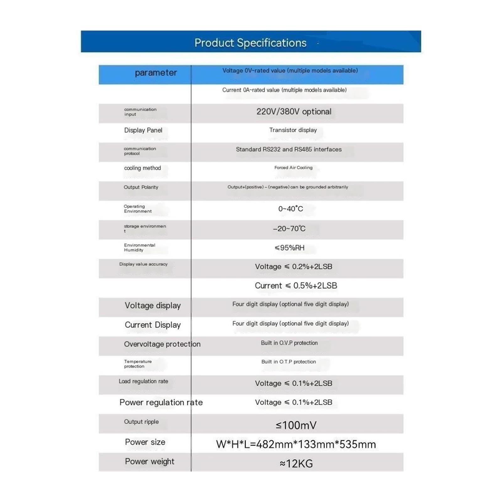 Fuente de alimentación CC de Alta Potencia, programable de 6000W