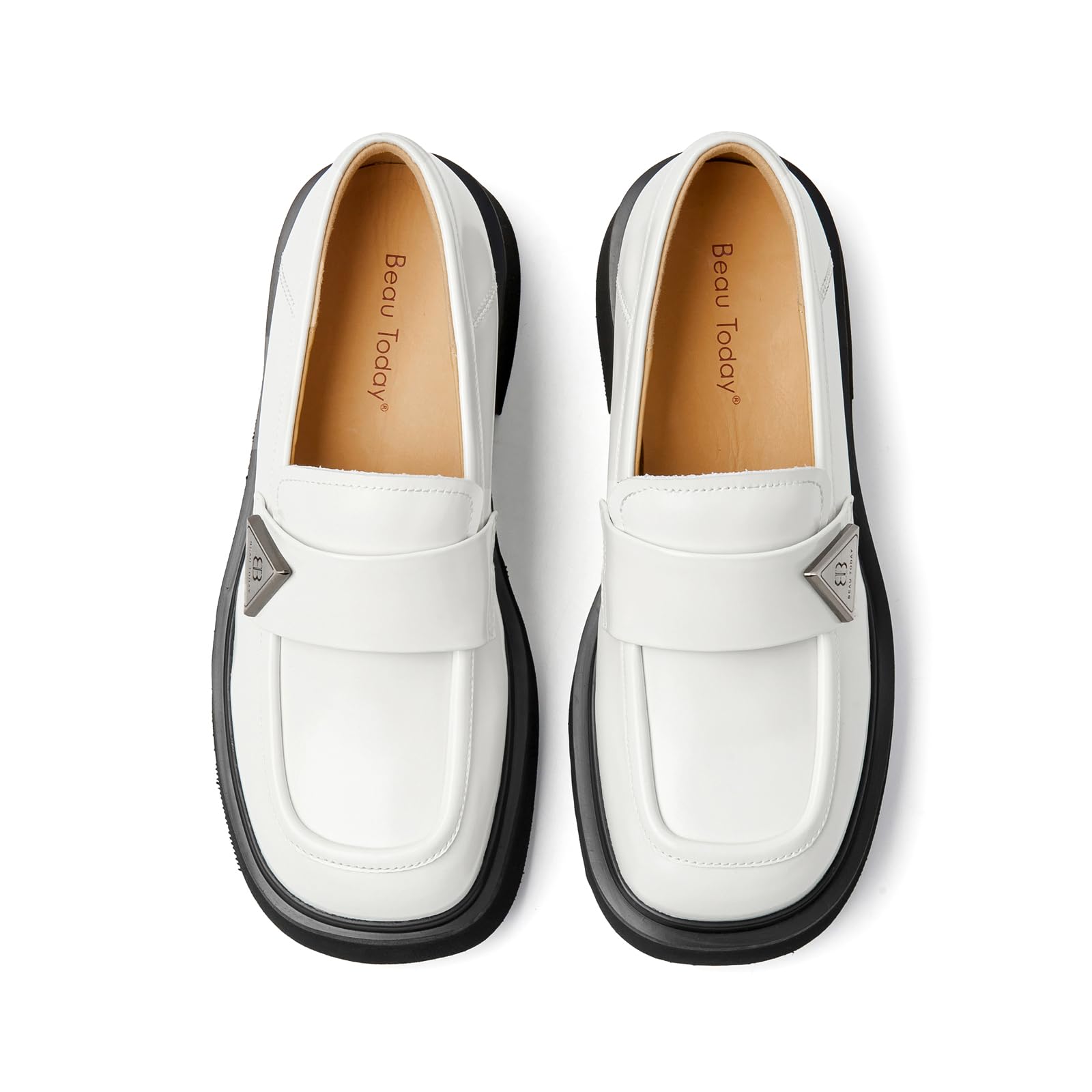 Chunky Loafers Women,Patent Full Grain Leather Loafers for Women,Comfortable Slip-on Fashion Platform Shoes, Non Slip Business Casual Work Office Square Toe Dress Shoes-image-48