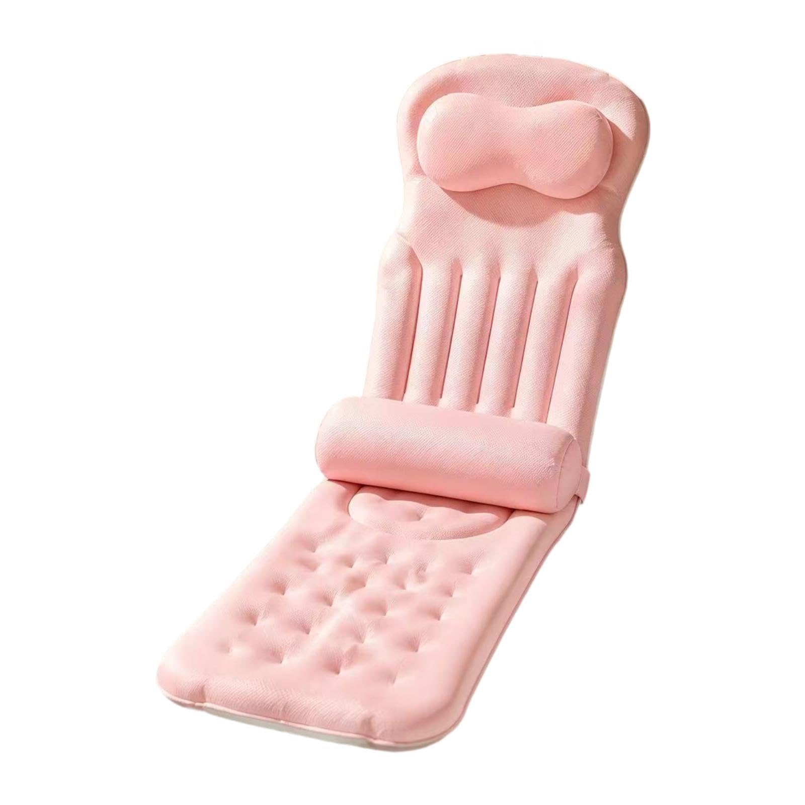 Almohada Baño Cuerpo Completo Almohadilla Bañera Cojín SPA con Ventosas Material Mesh Diseño Ergonómico Suave Antideslizante Adecuada para Ad, Rosa, Individual