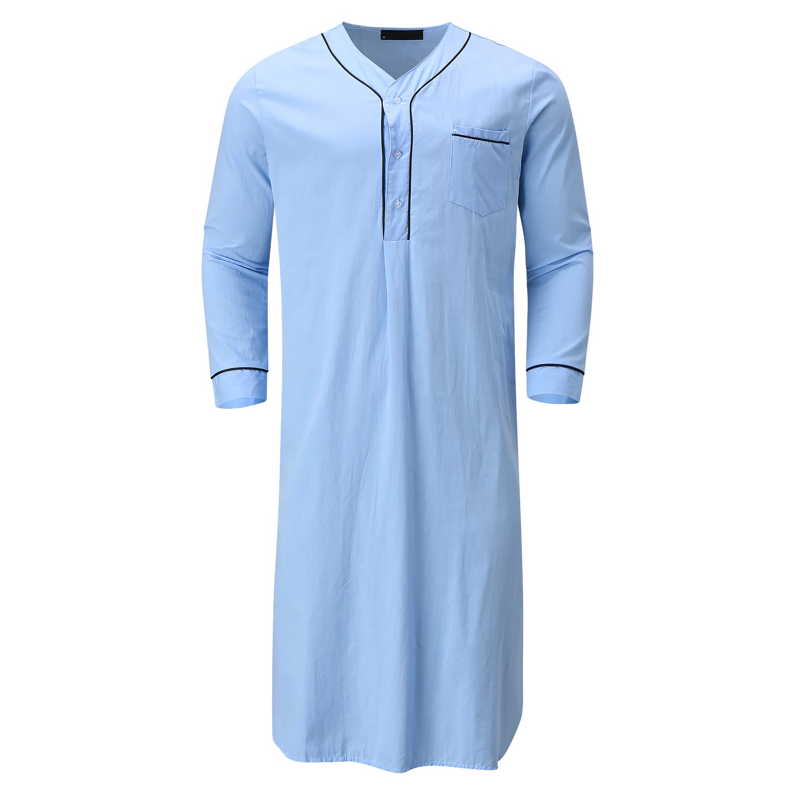 Pyjama Homme Ete Coton Léger Long, Pyjama Homme Ete Long Boutonné Devant, Peignoir Musulman Ample, Peignoir Pour Le Salon, Vêtements Style Japonais, Vêtements Printemps Été, Sleepwear Respirant