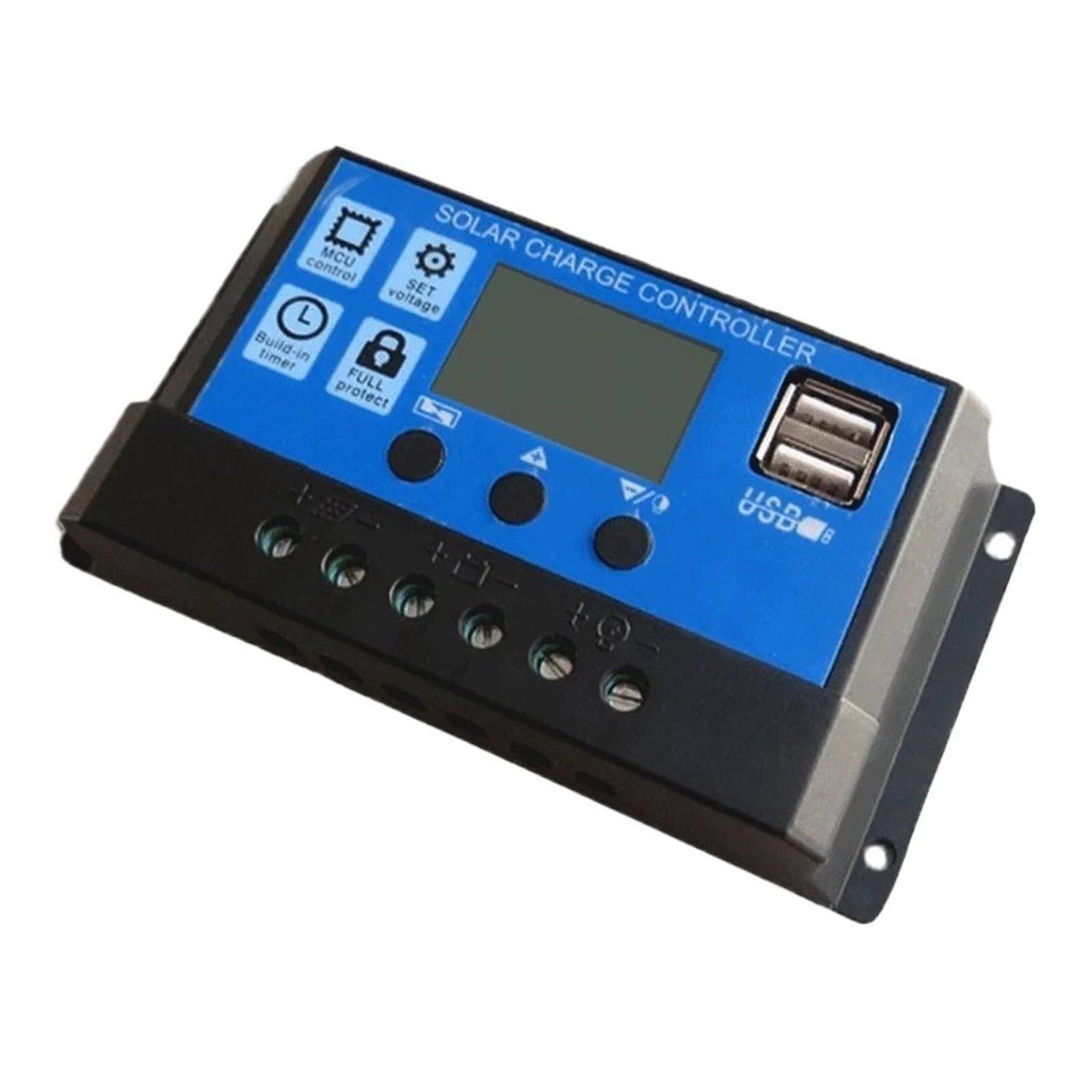 Solar Charge Controller, Solar Panel Controller Battery Charge Regulator 2USB 12V/24V 10A~100A Photovoltaic Street Lamp Control System(70A)
