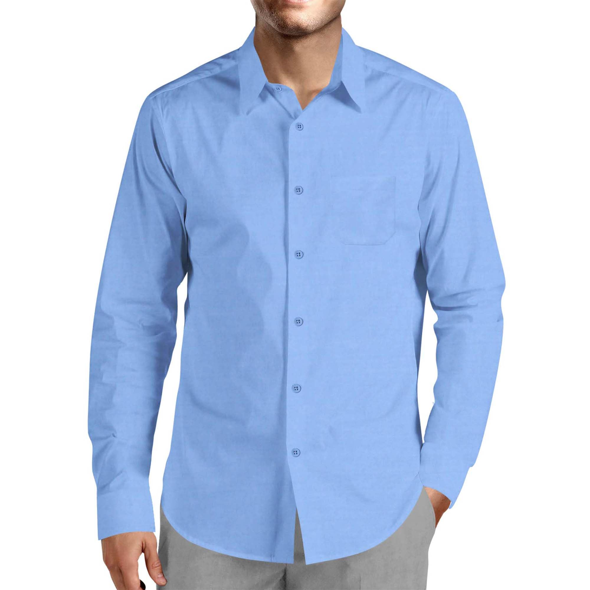 ruby fabrics linings Men's Unstitched Poly Cotton Plain Sky Blue Shirt Fabric(1.2 Meter For Half Sleeve Shirt Fabric)-picture-30