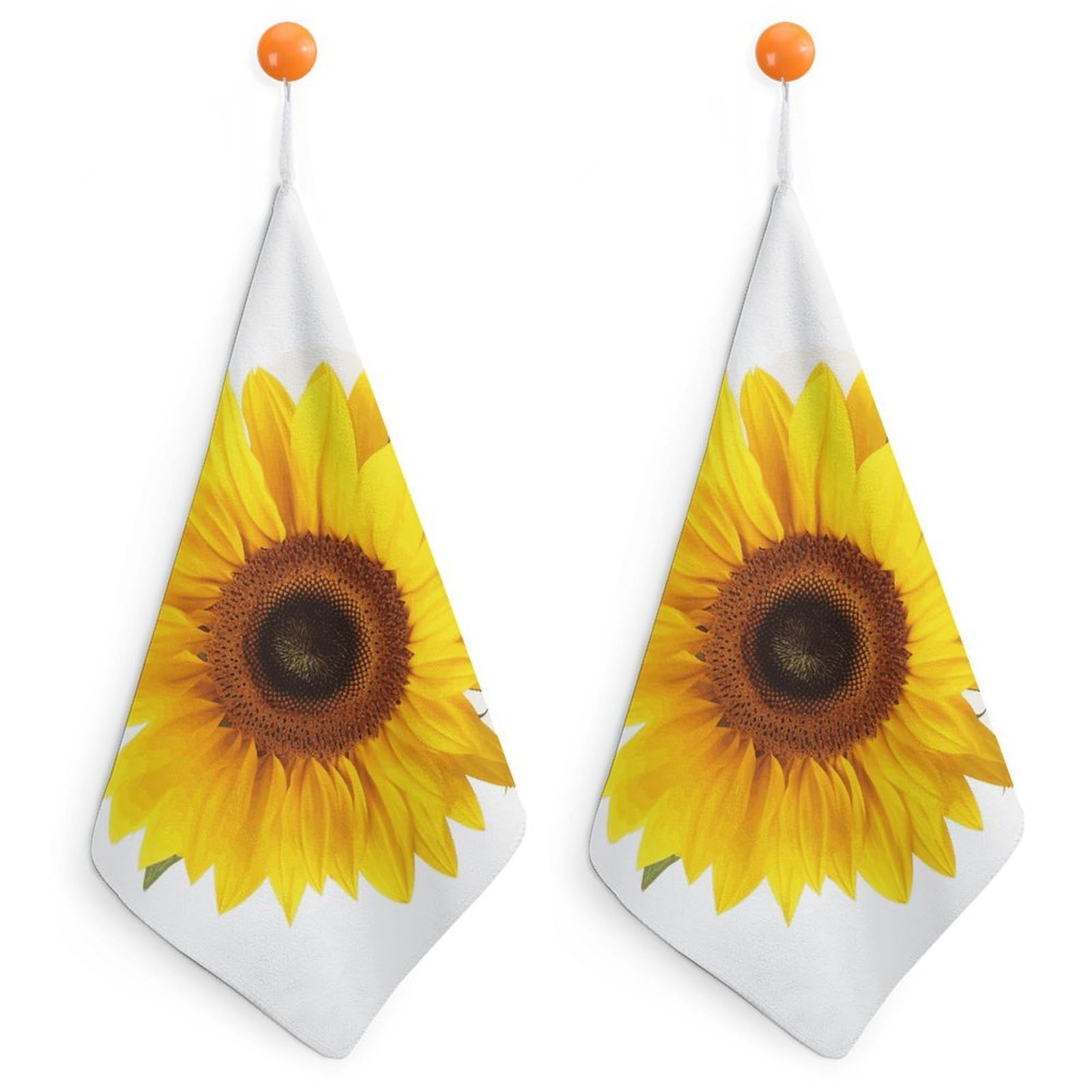 LDGSUPH Sunflower Isolated Hand Towels Fashion Hand Face Towel with Hanging Strap Absorbent Soft Decorative Towel Fade Resistant Cozy Face Cloths for Kitchen Gym Bathroom Towels 2PCS