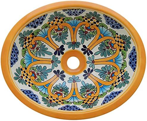 Talavera Mexican Handmade Hand Painted Bathroom Sink MEDIUM # 173