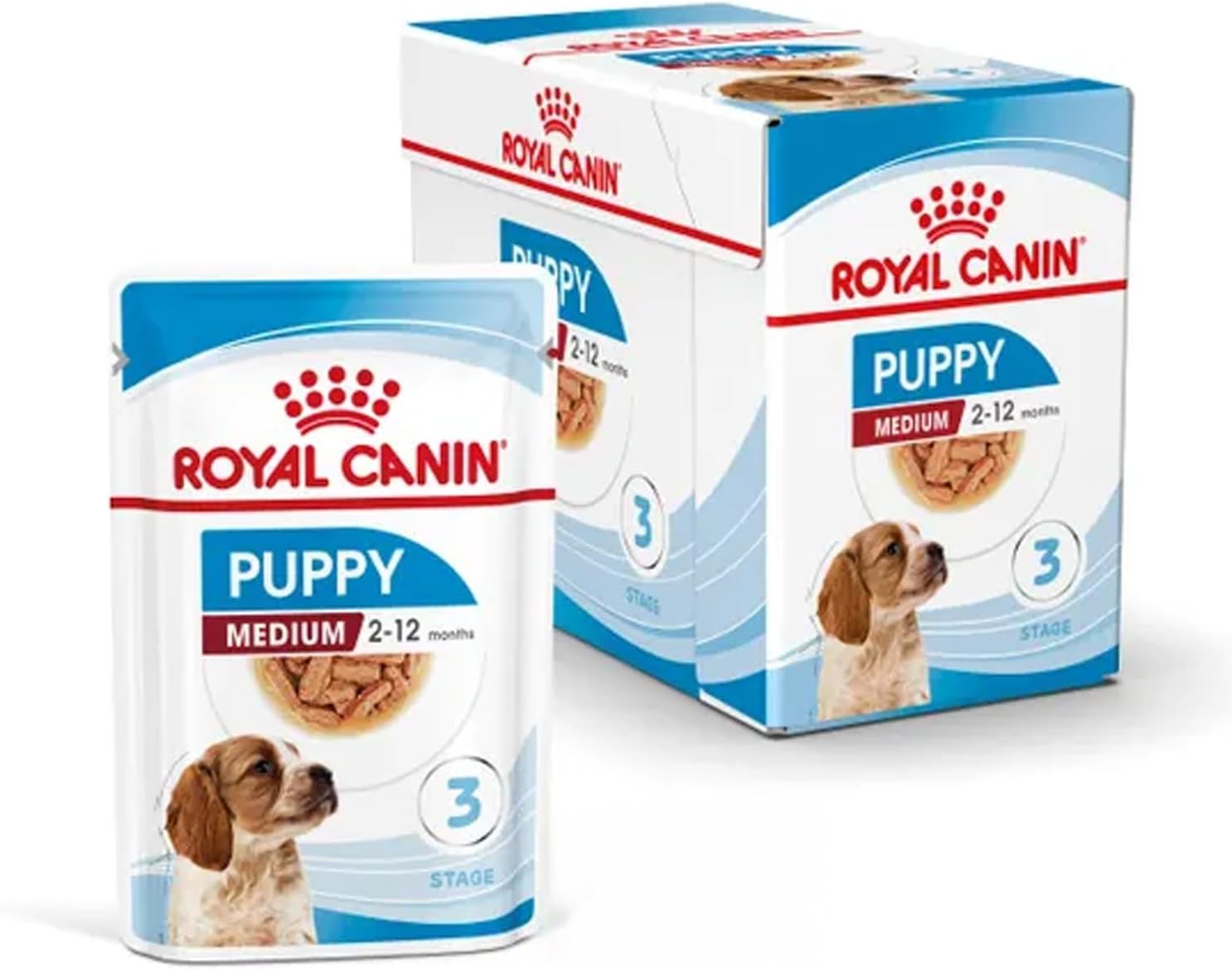 Royal Canin Medium Puppy for Stage 3 Puppies, Puppy Food, 140 Grams, Pack of 10 Sachet, Wet Food, Supports Strong immunity System & Brain Health, Promotes overall development