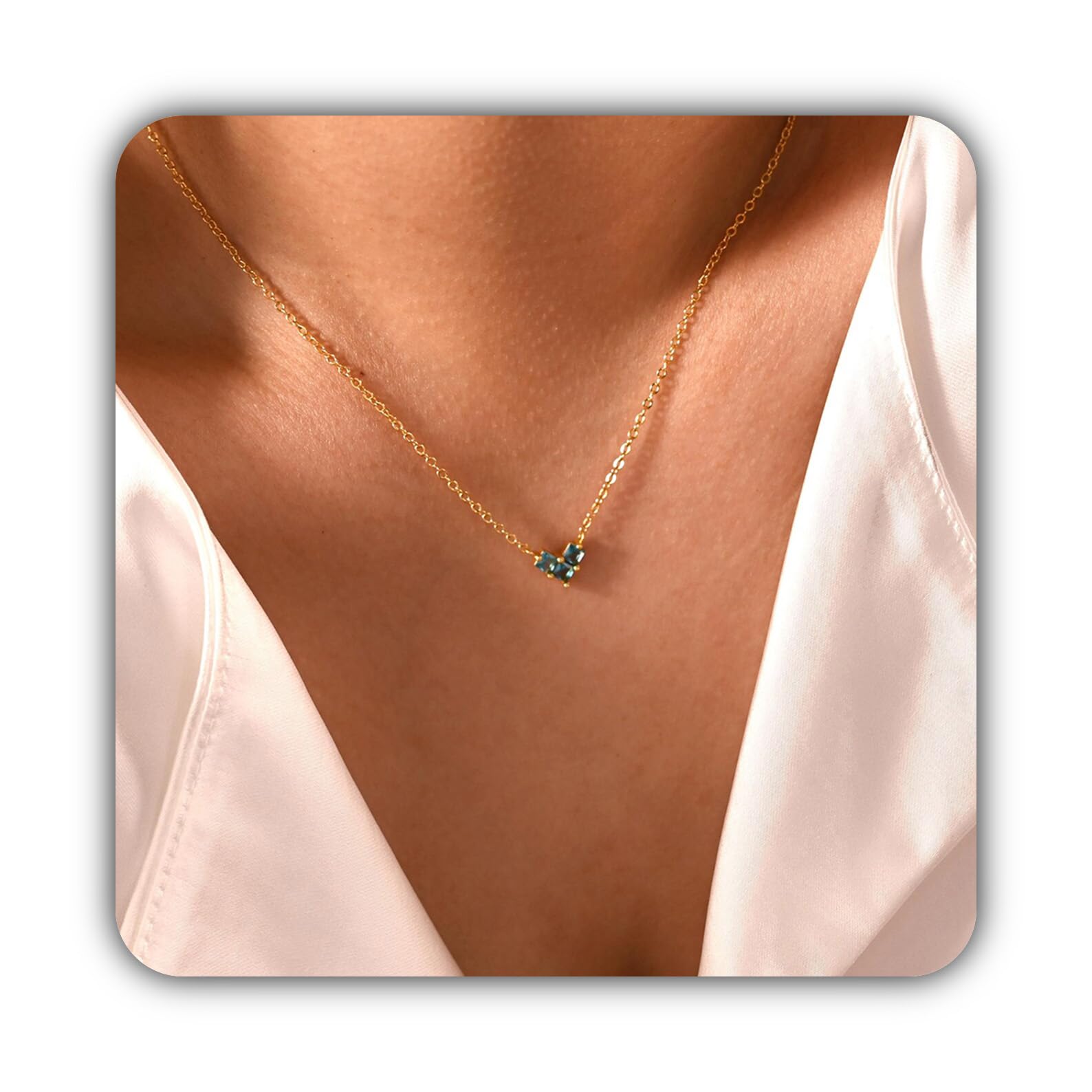 Amanti cuore collana con pietra portafortuna, delicato donna amore compleanno per lei Natale