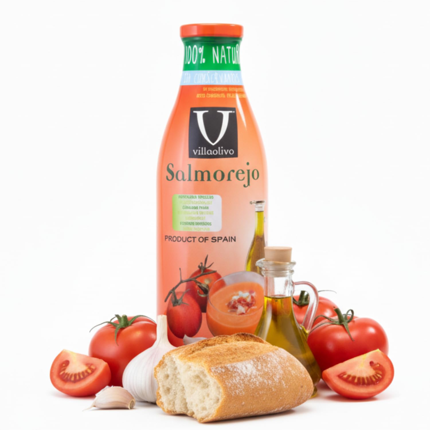 Villaolivo Salmorejo 100% Natural 6x1L Receta Tradicional Sin Conservantes