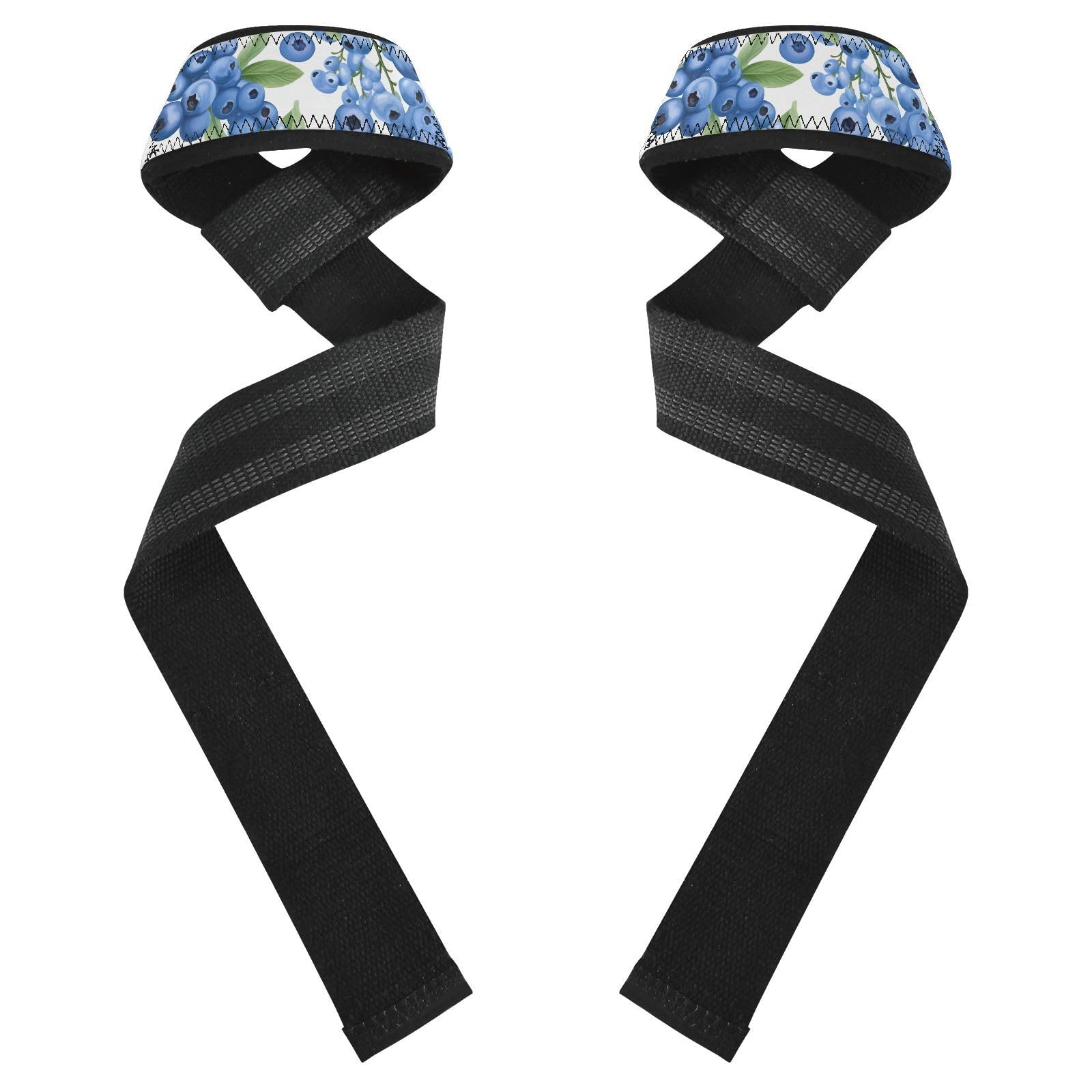 Nander Blueberries Wrist Straps for Weightlifting,Lifting Straps with Neoprene Cushioned Wrist Padded and Anti-Skid Silicone for Strength Training,Bodybuilding,Deadlifting