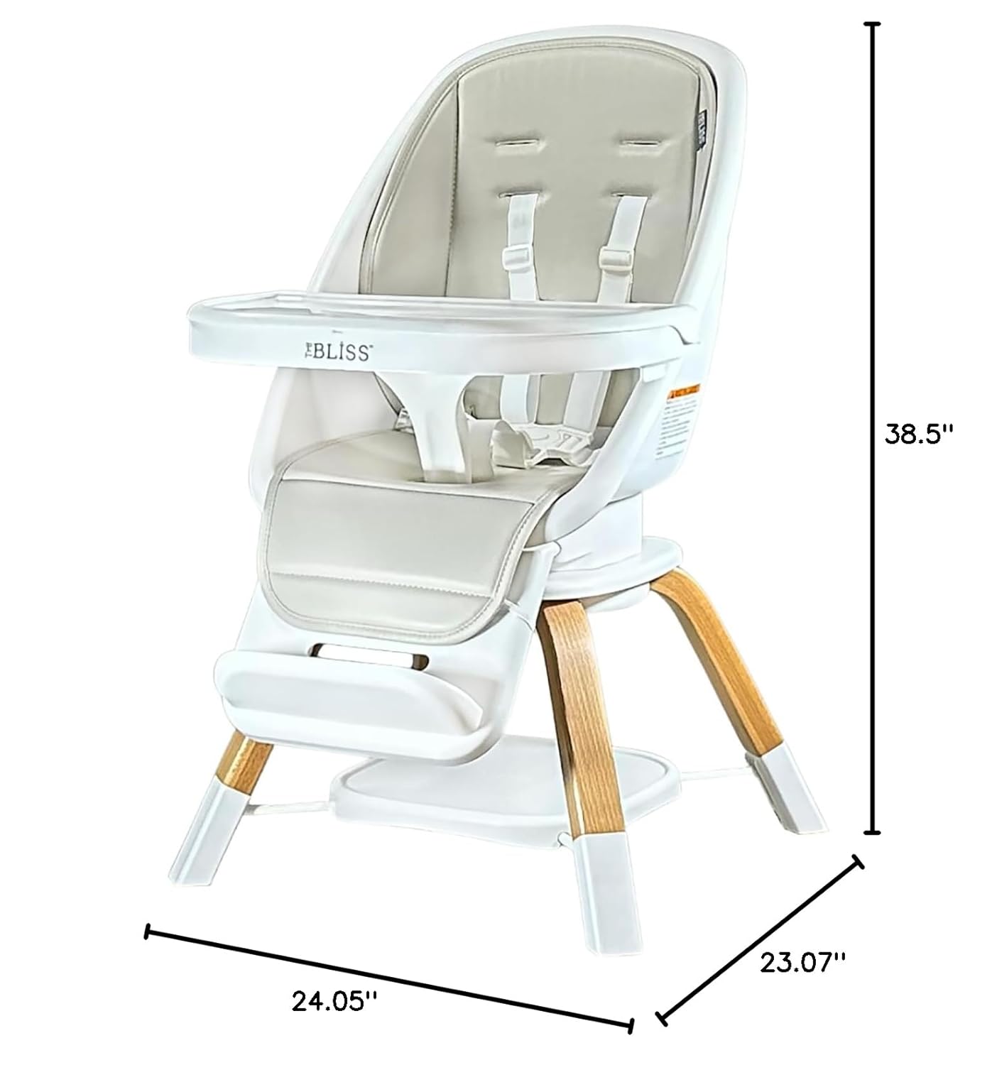 WHITE AND GREY Turn-A-Tot High Chair for Babies and Toddlers, 2 in 1 Wooden Portable Baby Feeder or Adjustable Child's Seat with 360 Degree Swivel, Removable Tray, and Pad (Grey Taupe)